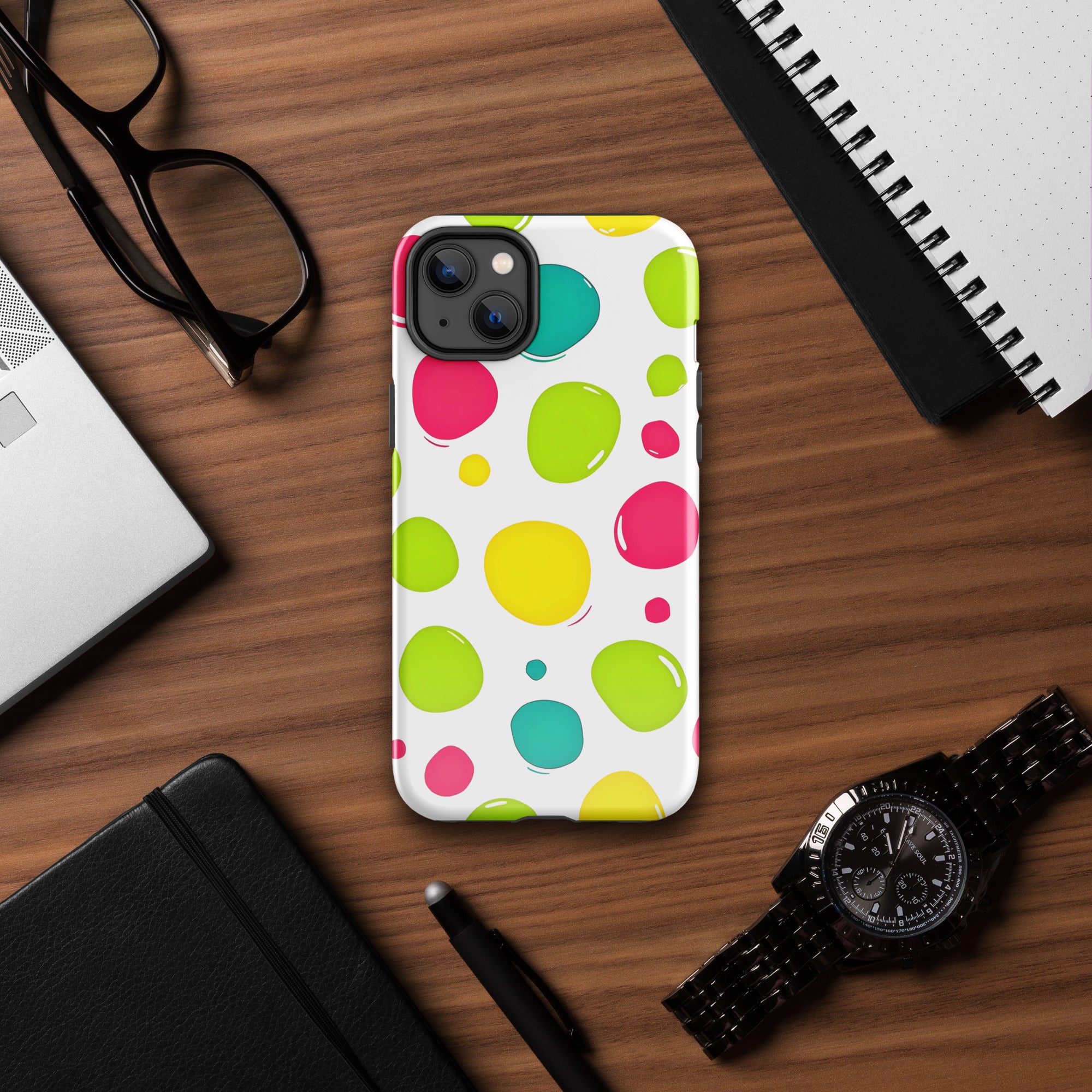 Tough Case for iPhone® - Color Splash Water Bubbles iPhone Case – Vibrant Abstract Art Design by printfluence.net