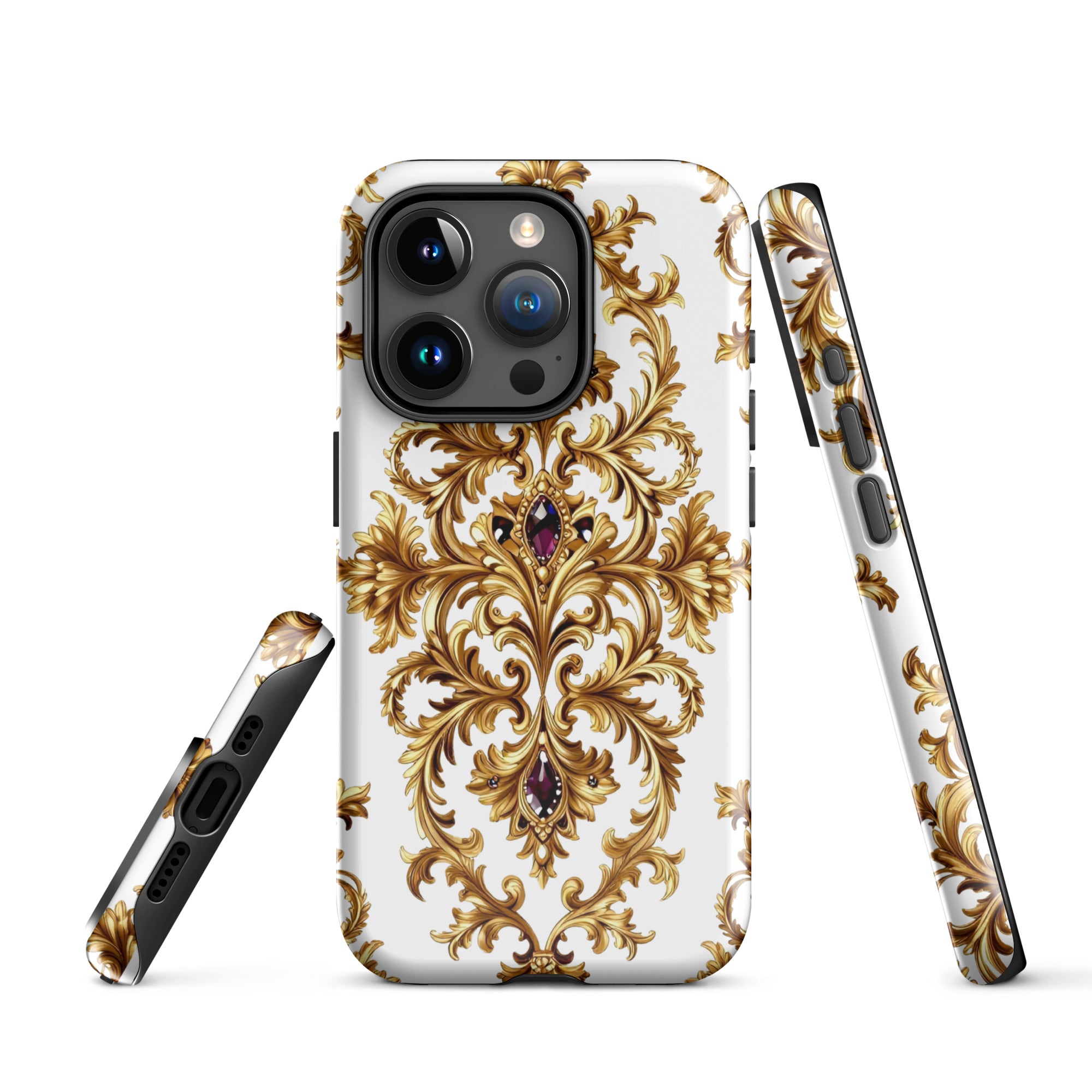 Tough Case for iPhone® - Elite Ruby Gem iPhone Tough Case – Luxury Gold Ornate Design for Success Elites by printfluence.net