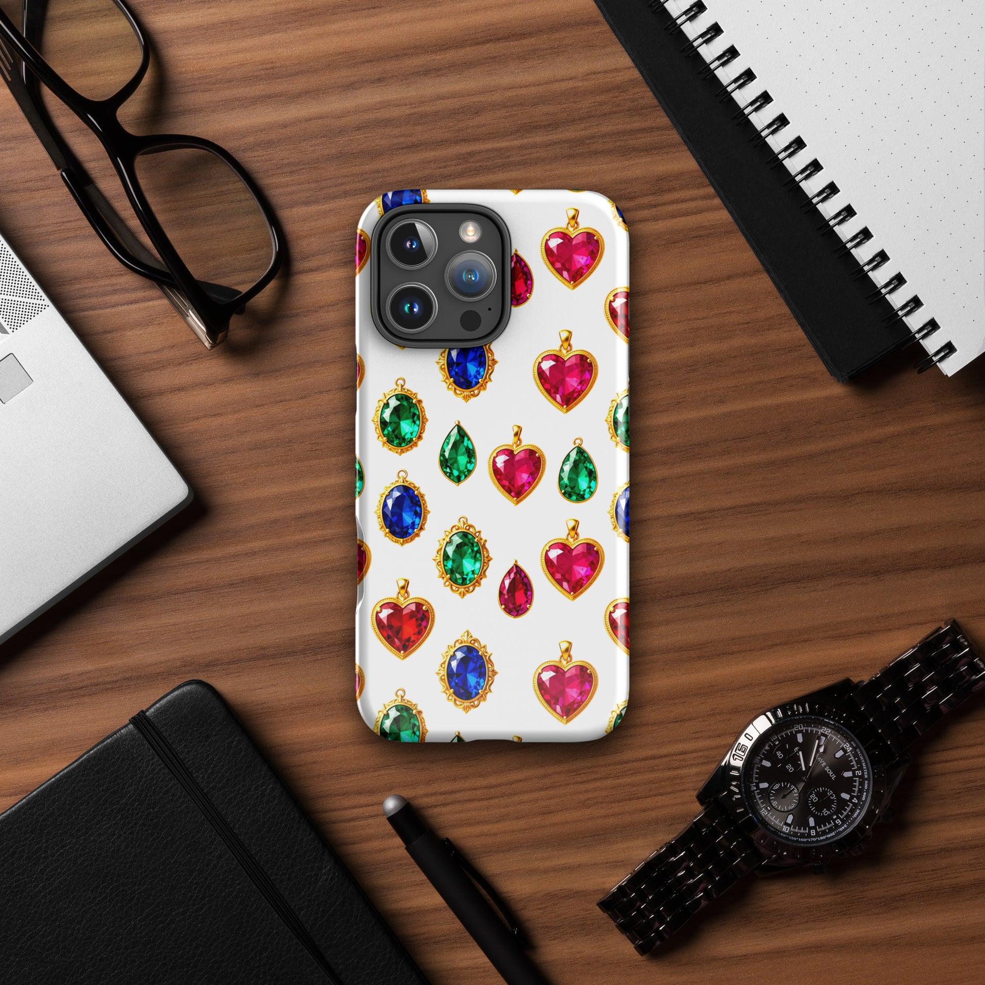 Tough Case for iPhone® - Royal Ruby Emerald Sapphire Tough Case – Elite Multi-Gem Luxury for iPhone by printfluence.net