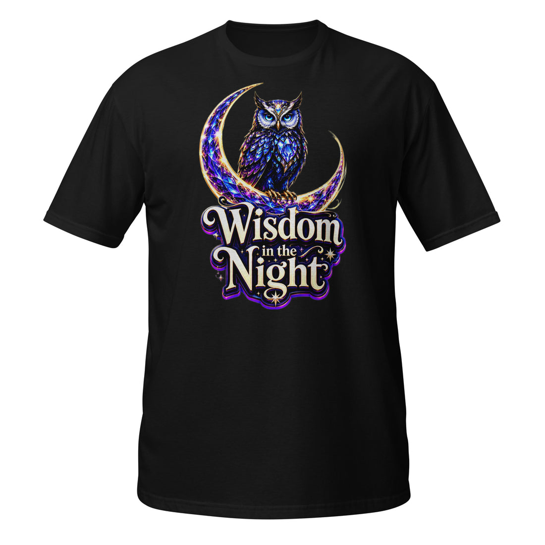 Short-Sleeve Unisex T-Shirt -Majestic Crystal Owl - Wisdom in the Night Premium Graphic Design by printfluence.net