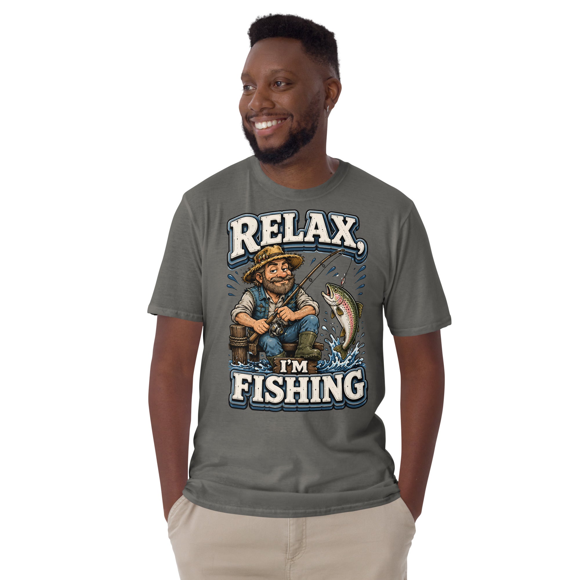 Relax I'm Fishing T-Shirt - Cute Vintage Trout Bass Fishing Lovers Graphic Tee by printfluence.net