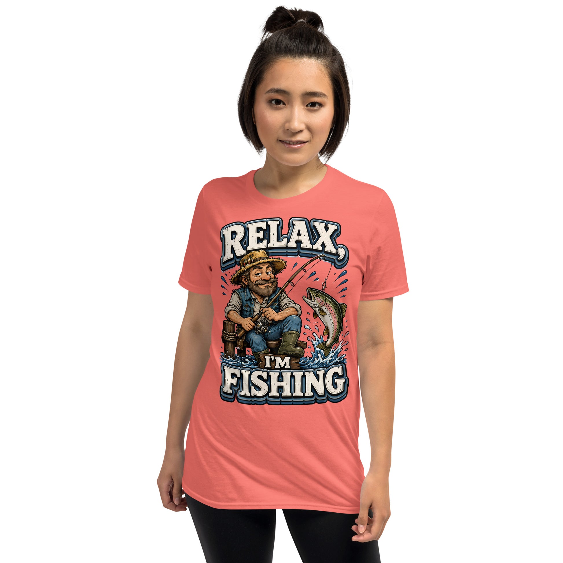 Relax I'm Fishing T-Shirt - Cute Vintage Trout Bass Fishing Lovers Graphic Tee by printfluence.net