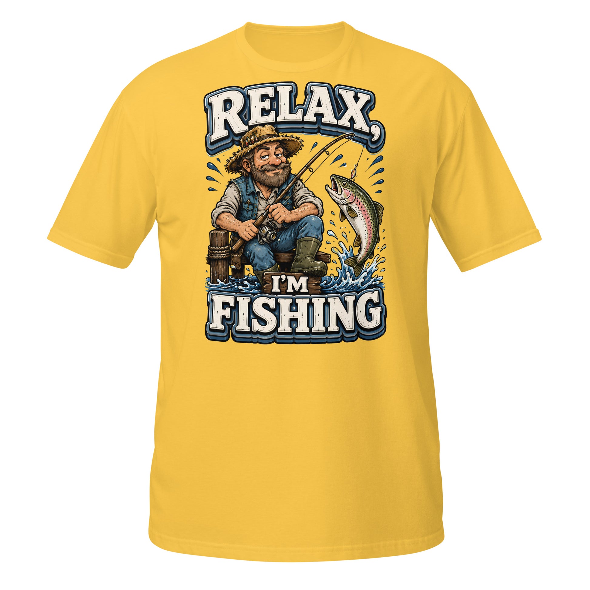 Relax I'm Fishing T-Shirt - Cute Vintage Trout Bass Fishing Lovers Graphic Tee by printfluence.net