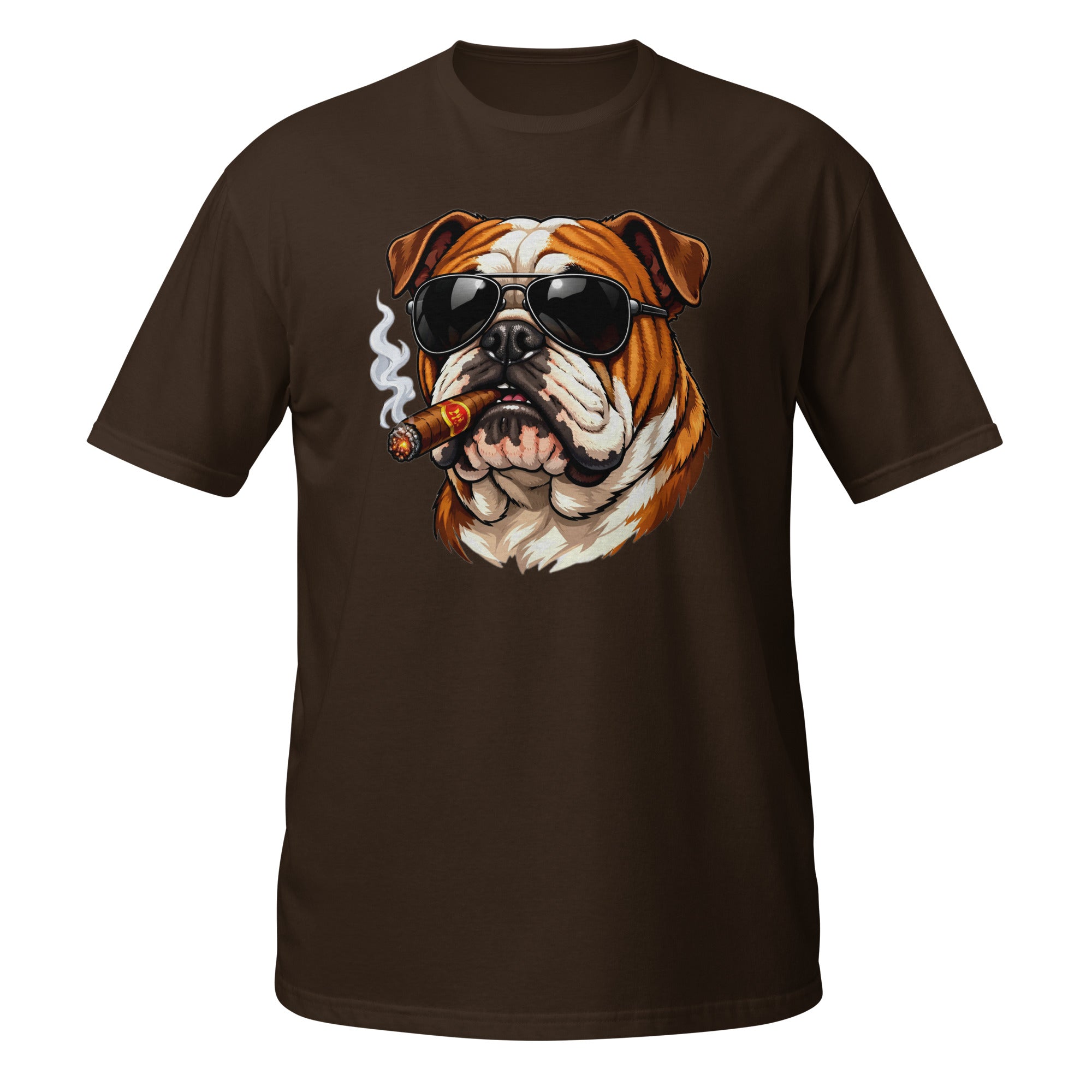 Short-Sleeve Unisex T-Shirt - Boss Bulldog Gentleman T-Shirt – Badass Dog Art & Retro Streetwear Style by printfluence.net