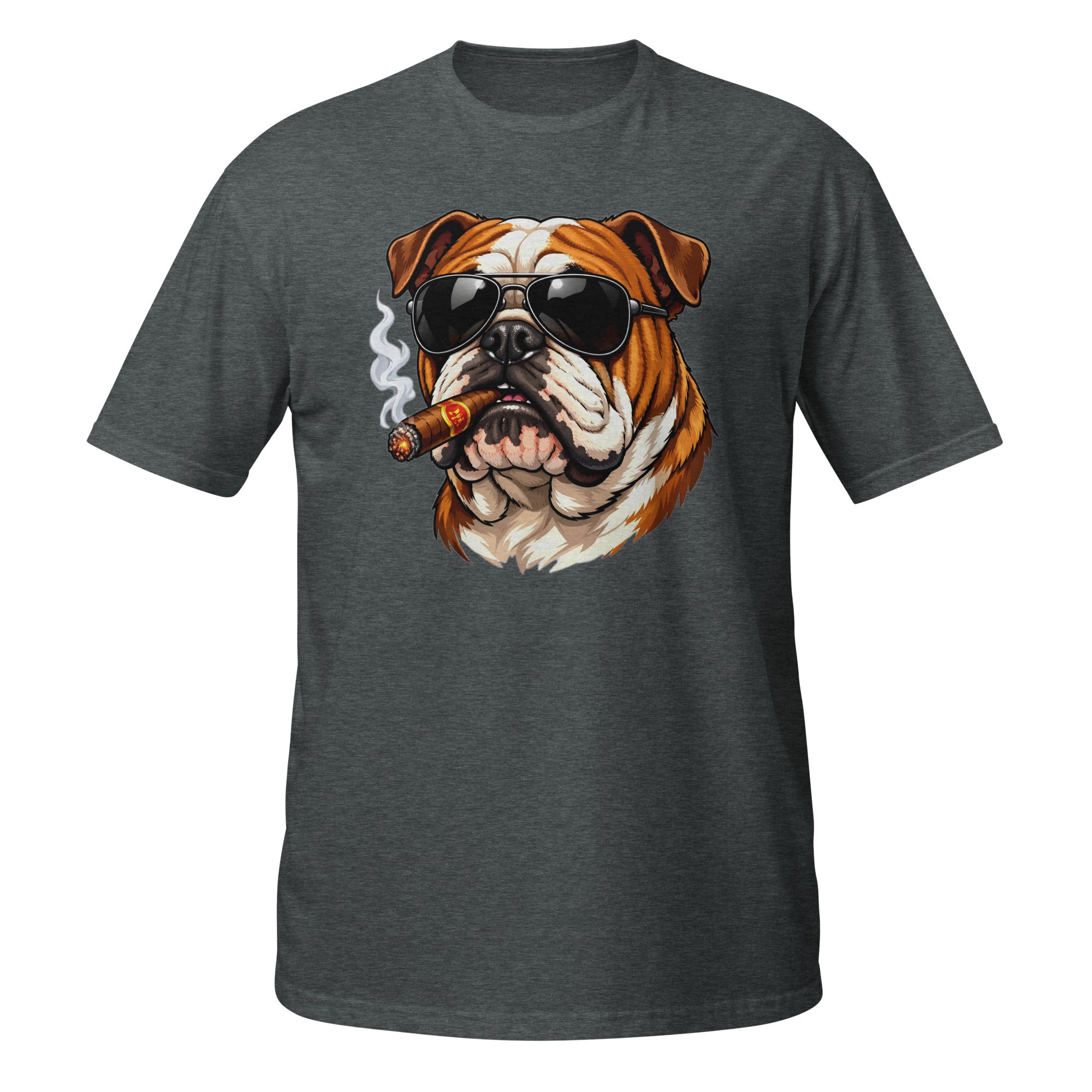 Short-Sleeve Unisex T-Shirt - Boss Bulldog Gentleman T-Shirt – Badass Dog Art & Retro Streetwear Style by printfluence.net
