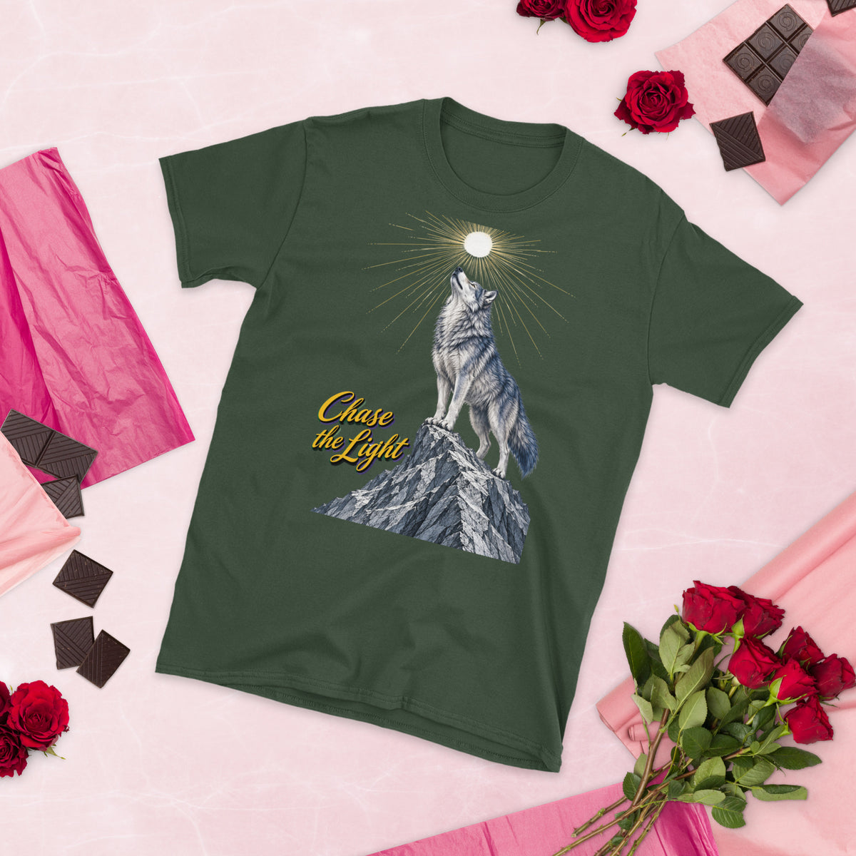 Inspirational Quotes Lovers | Unisex Basic Softstyle T-Shirt — Chase the Light by printfluence