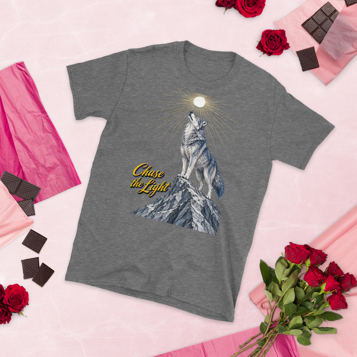 Inspirational Quotes Lovers | Unisex Basic Softstyle T-Shirt — Chase the Light by printfluence