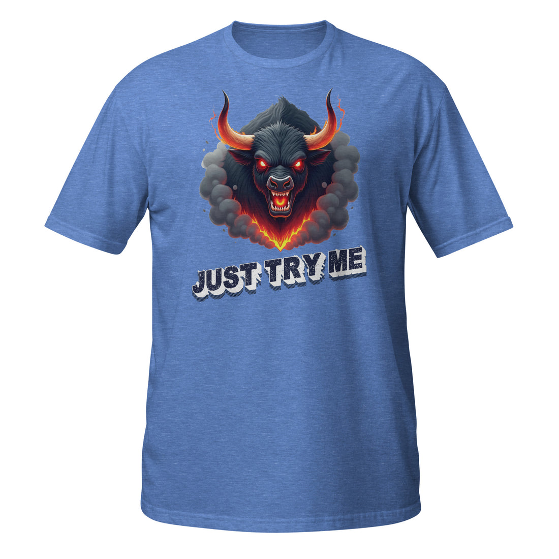 Short-Sleeve Unisex T-Shirt - Just Try Me Bull Short-Sleeve Tee – Fearless Power for Elite Warriors by printfluence.net
