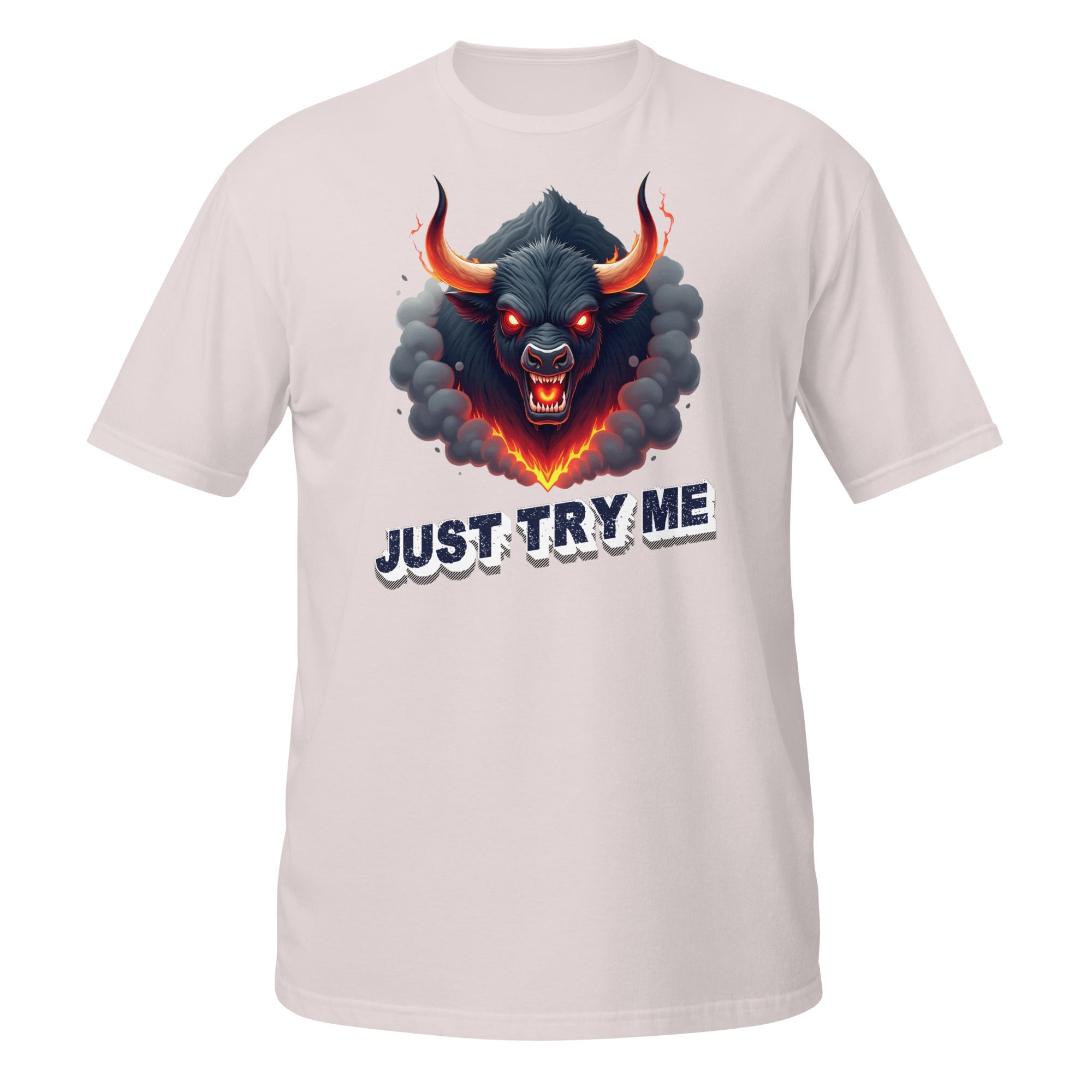 Short-Sleeve Unisex T-Shirt - Just Try Me Bull Short-Sleeve Tee – Fearless Power for Elite Warriors by printfluence.net