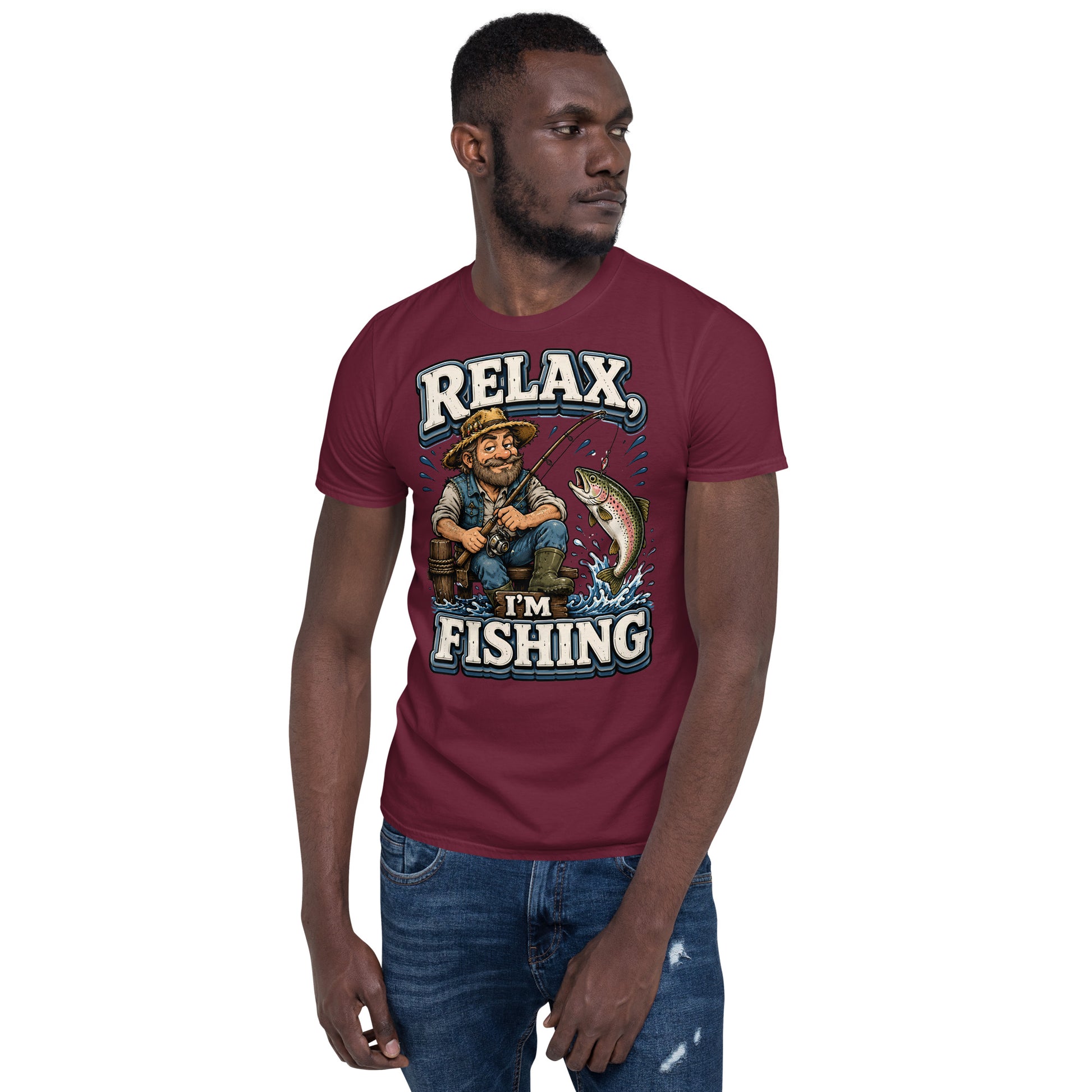 Relax I'm Fishing T-Shirt - Cute Vintage Trout Bass Fishing Lovers Graphic Tee by printfluence.net