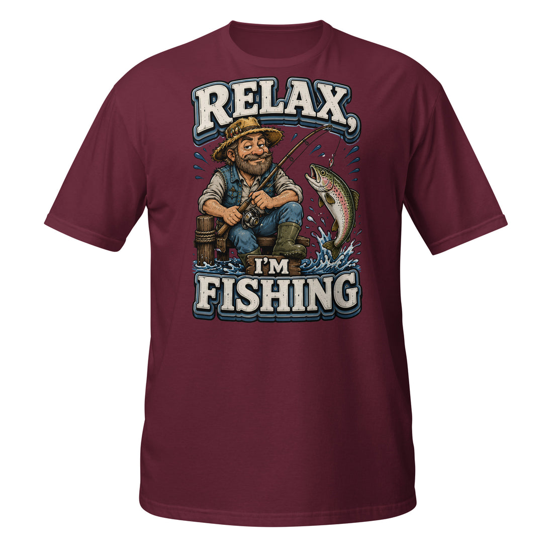 Relax I'm Fishing T-Shirt - Cute Vintage Trout Bass Fishing Lovers Graphic Tee by printfluence.net