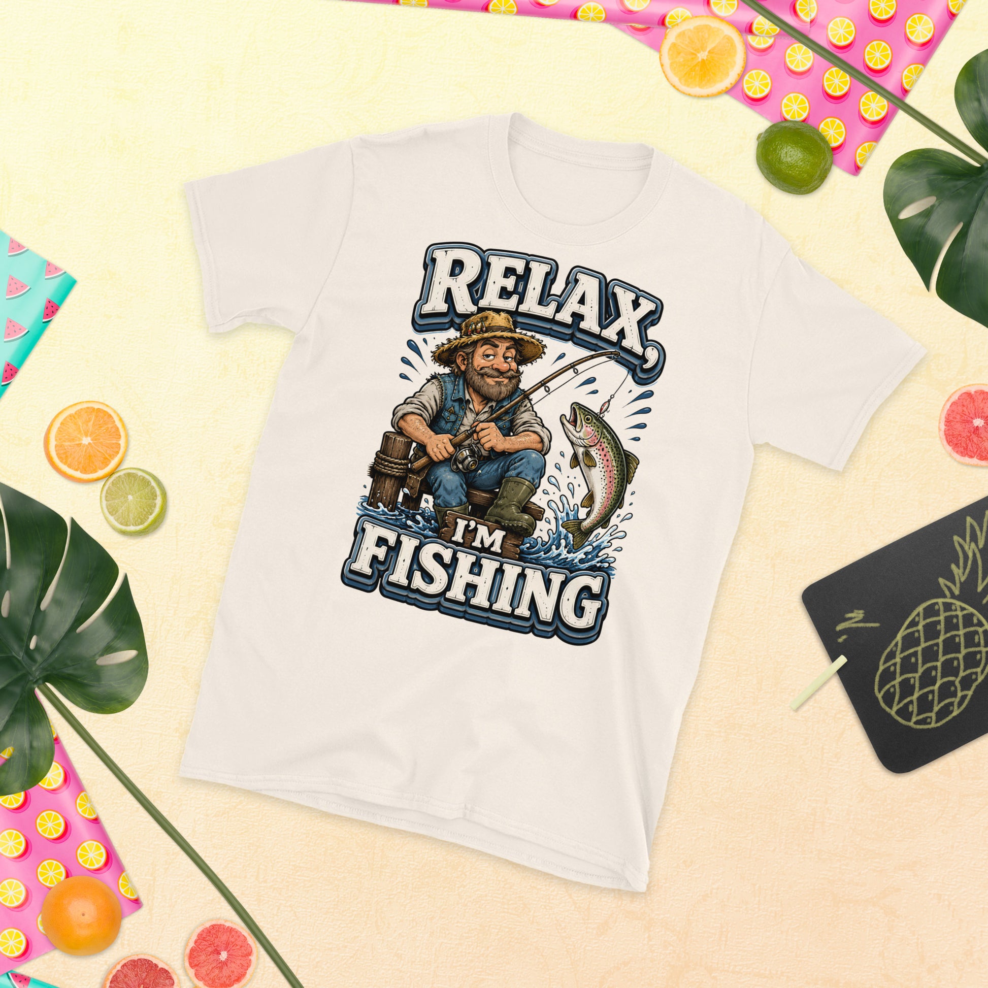 Relax I'm Fishing T-Shirt - Cute Vintage Trout Bass Fishing Lovers Graphic Tee by printfluence.net