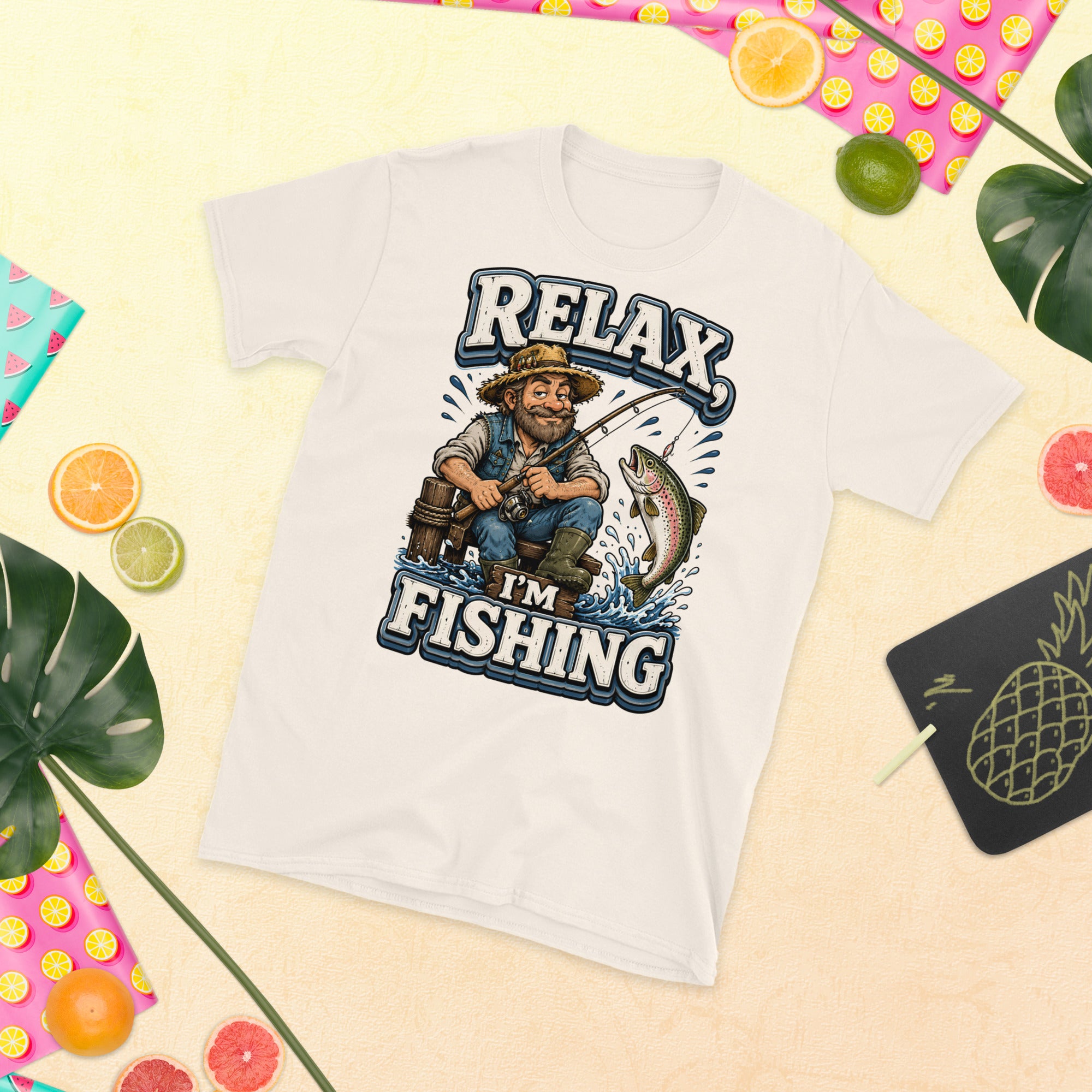 Relax I'm Fishing T-Shirt - Cute Vintage Trout Bass Fishing Lovers Graphic Tee by printfluence.net