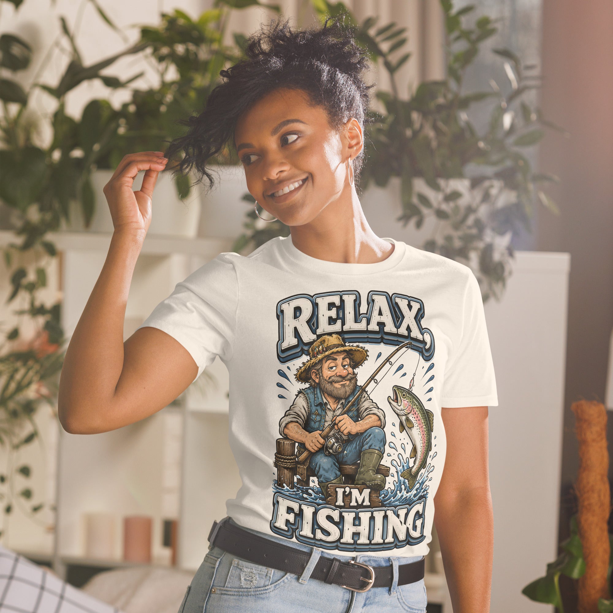 Relax I'm Fishing T-Shirt - Cute Vintage Trout Bass Fishing Lovers Graphic Tee by printfluence.net