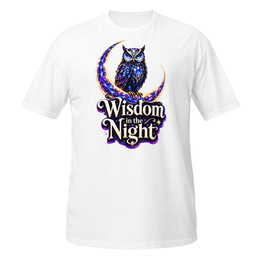 Short-Sleeve Unisex T-Shirt -Majestic Crystal Owl - Wisdom in the Night Premium Graphic Design by printfluence.net