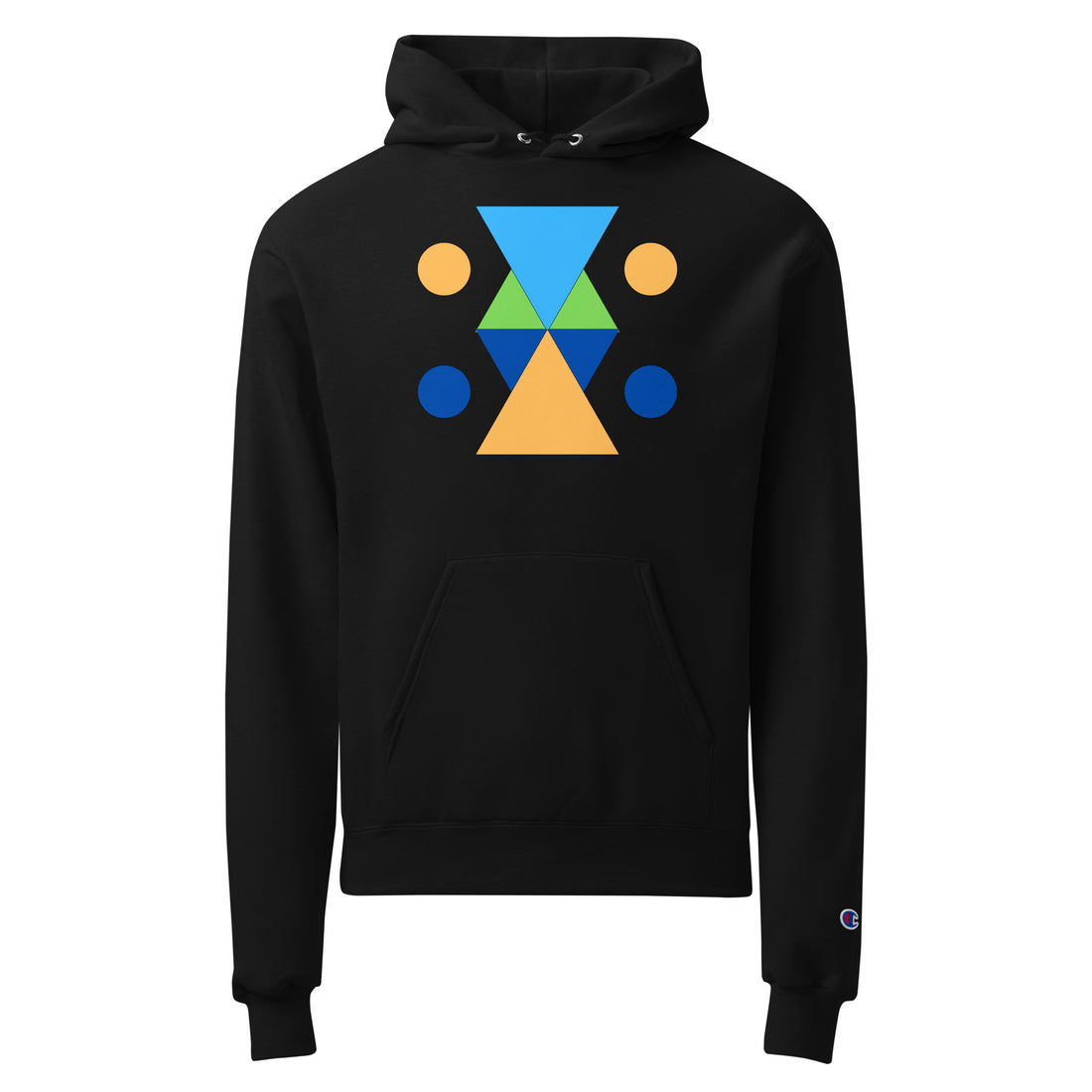 Unisex Champion hoodie - Vibrant Geometric Hourglass Abstract T-Shirt Design by printfluence.net