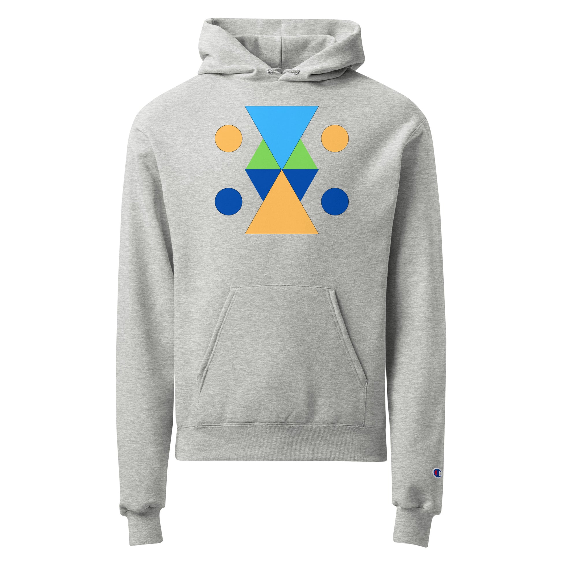 Unisex Champion hoodie - Vibrant Geometric Hourglass Abstract T-Shirt Design by printfluence.net