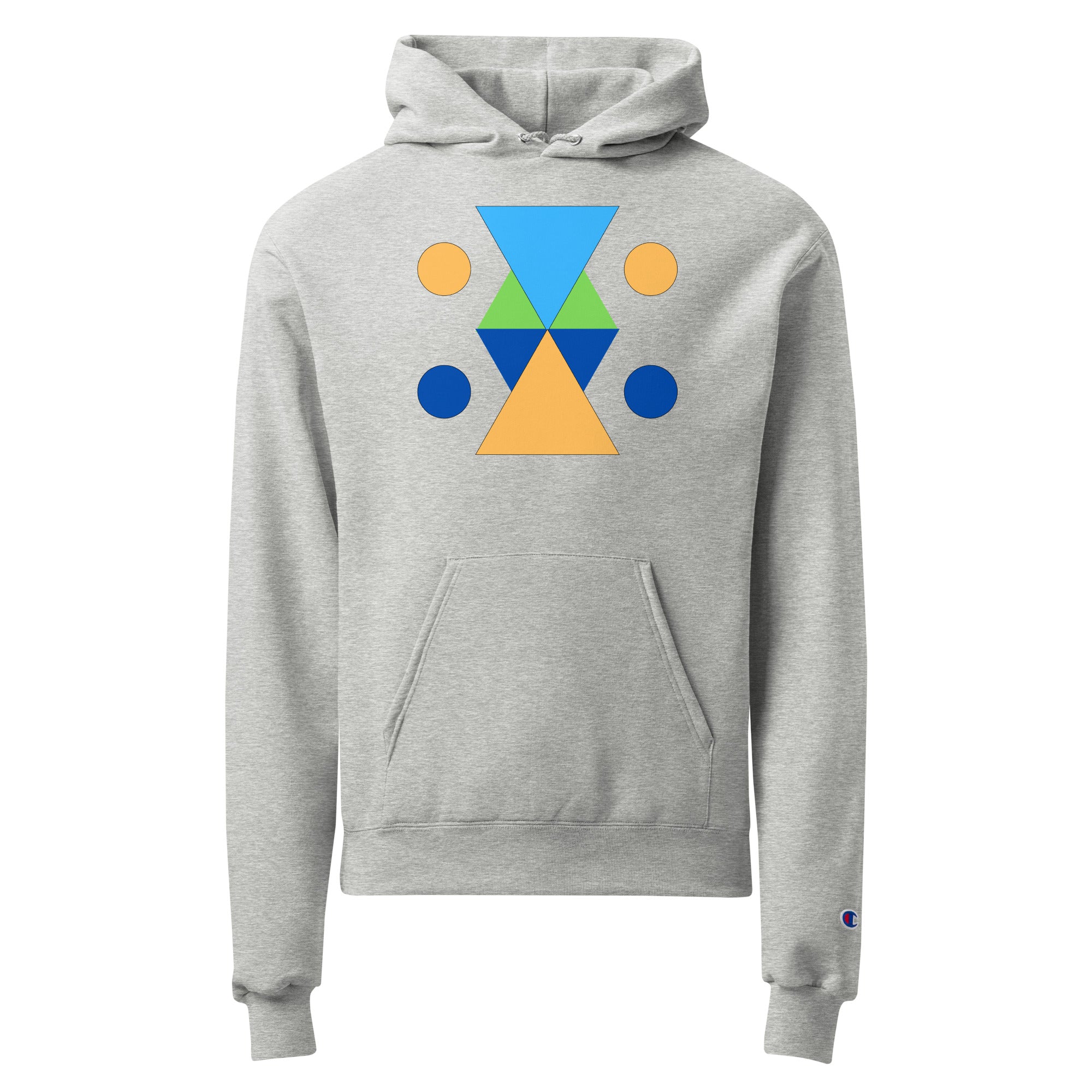 Unisex Champion hoodie - Vibrant Geometric Hourglass Abstract T-Shirt Design by printfluence.net