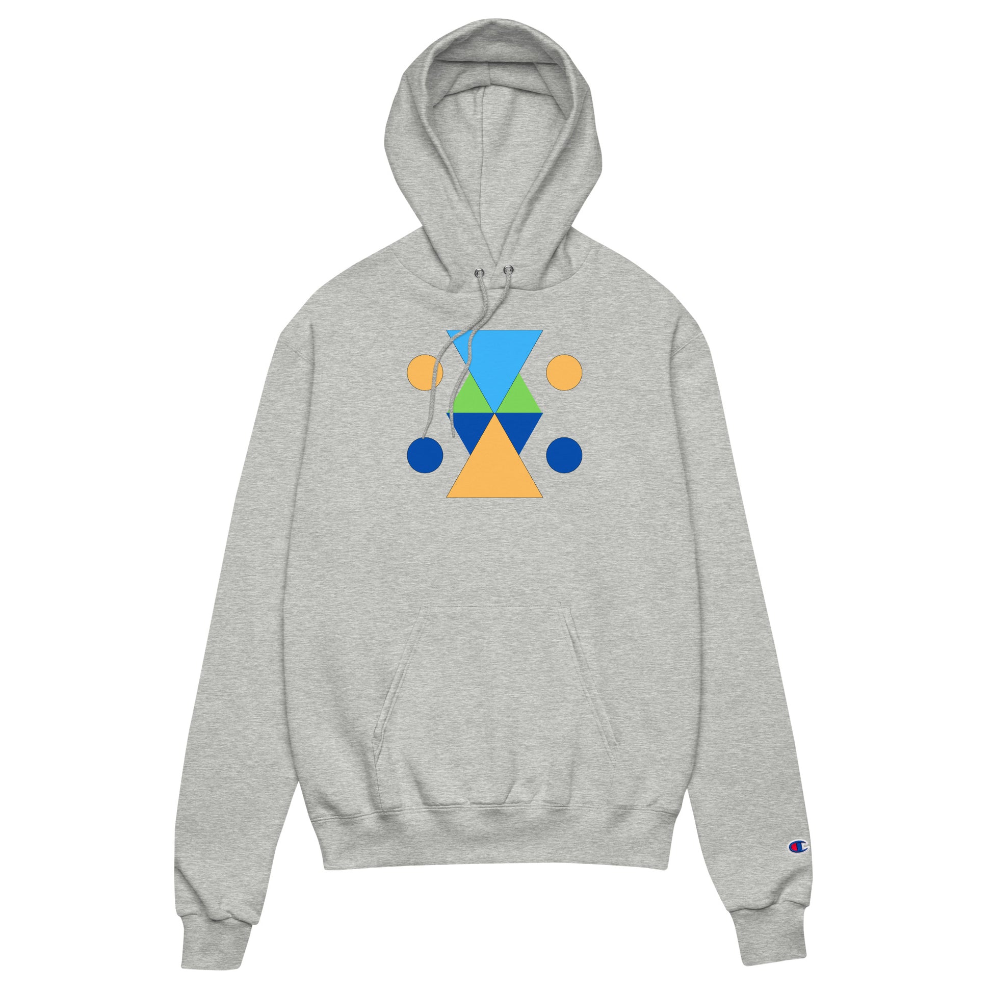 Unisex Champion hoodie - Vibrant Geometric Hourglass Abstract T-Shirt Design by printfluence.net
