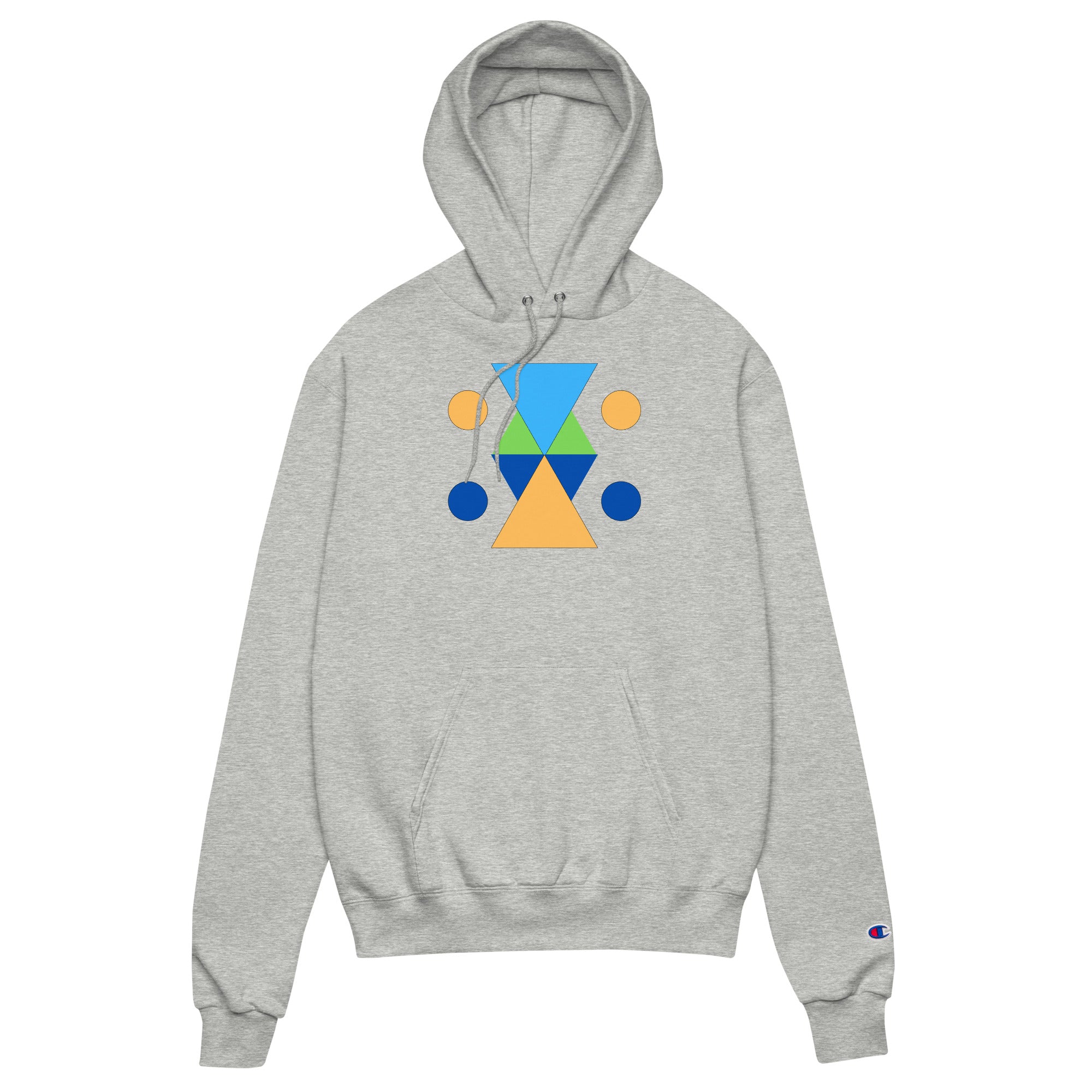 Unisex Champion hoodie - Vibrant Geometric Hourglass Abstract T-Shirt Design by printfluence.net