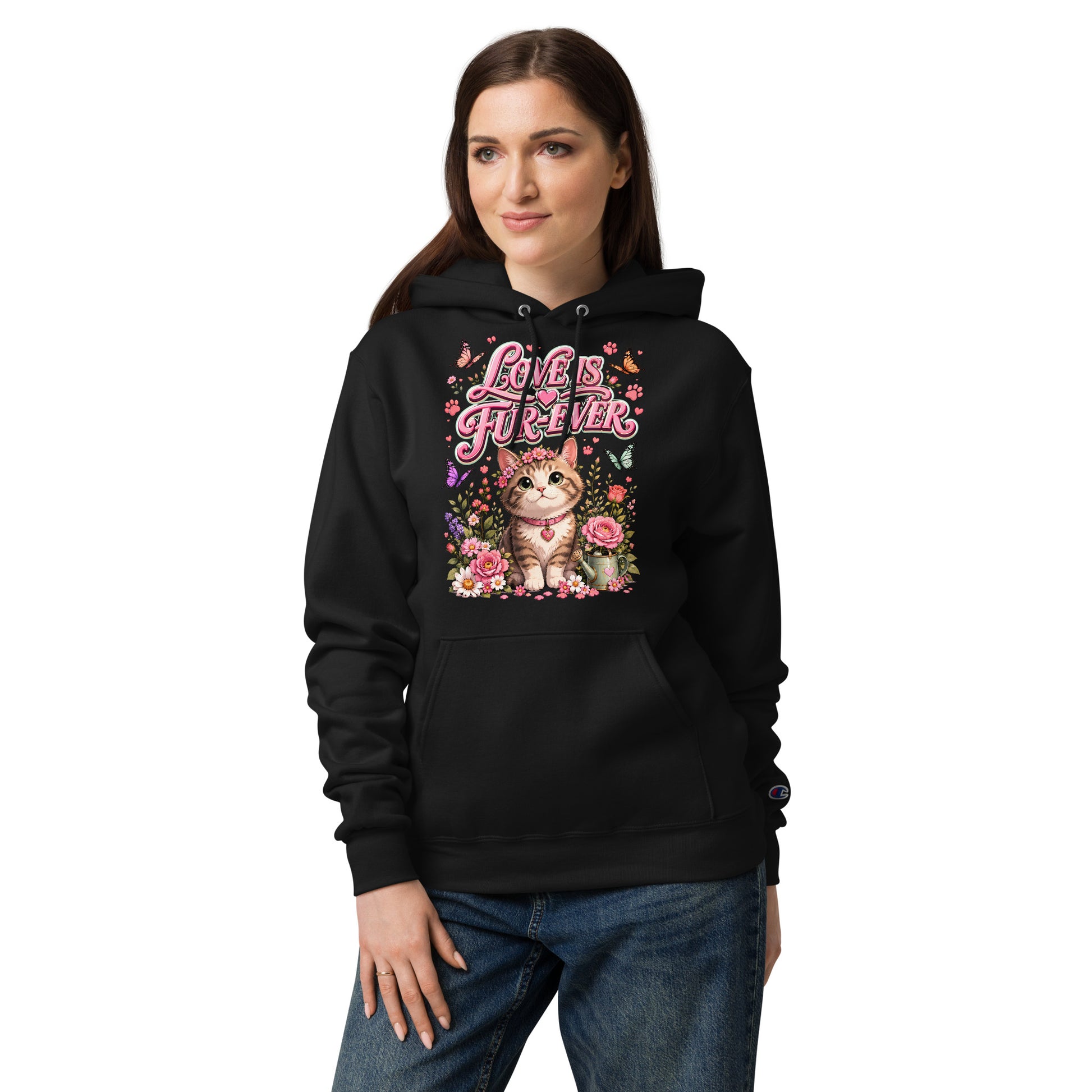 Elite Love Is Fur-Ever - Premium Luxury Champion Hoodie for Cat Lovers by printfluence.net
