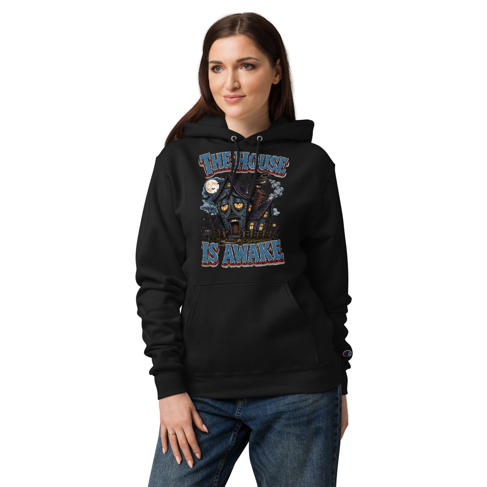 The House Is Awake Champion Hoodie - Gothic Horror & Mystery Pullover by printfluence.net