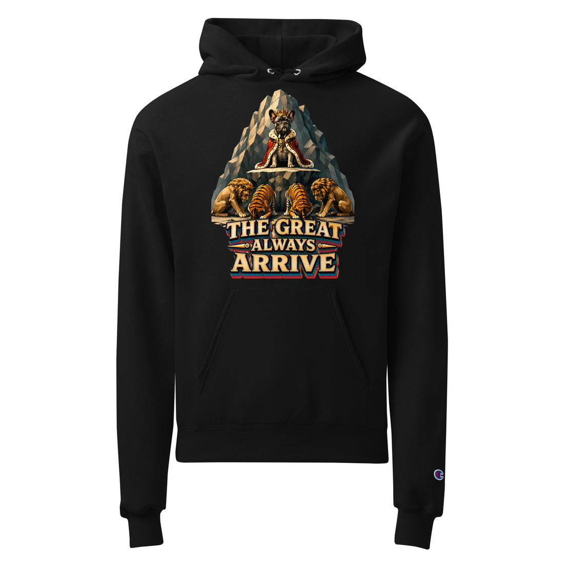 King Frenchie Champion Hoodie - Unisex Premium French Bulldog Lovers Pullover H-12 by printfluence.net