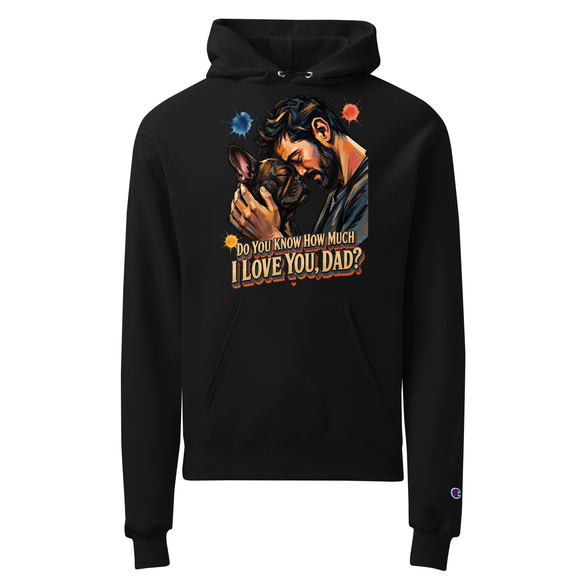 Frenchie Dad Champion Hoodie - Unisex Premium French Bulldog Lovers Pullover H-12 by printfluence.net