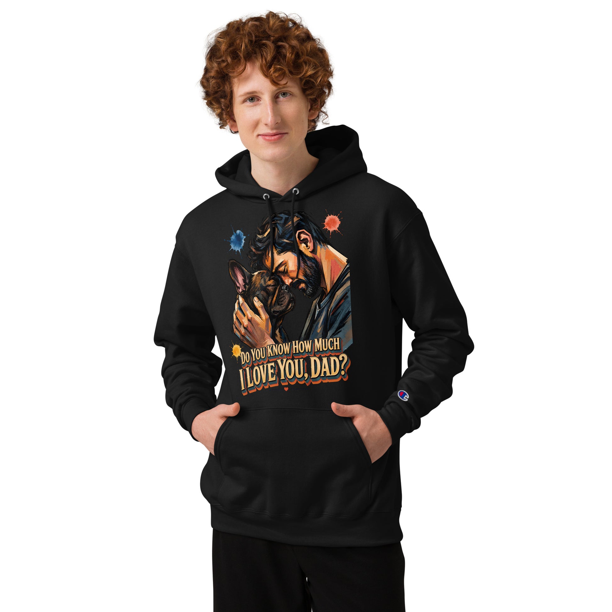 Frenchie Dad Champion Hoodie - Unisex Premium French Bulldog Lovers Pullover H-12 by printfluence.net