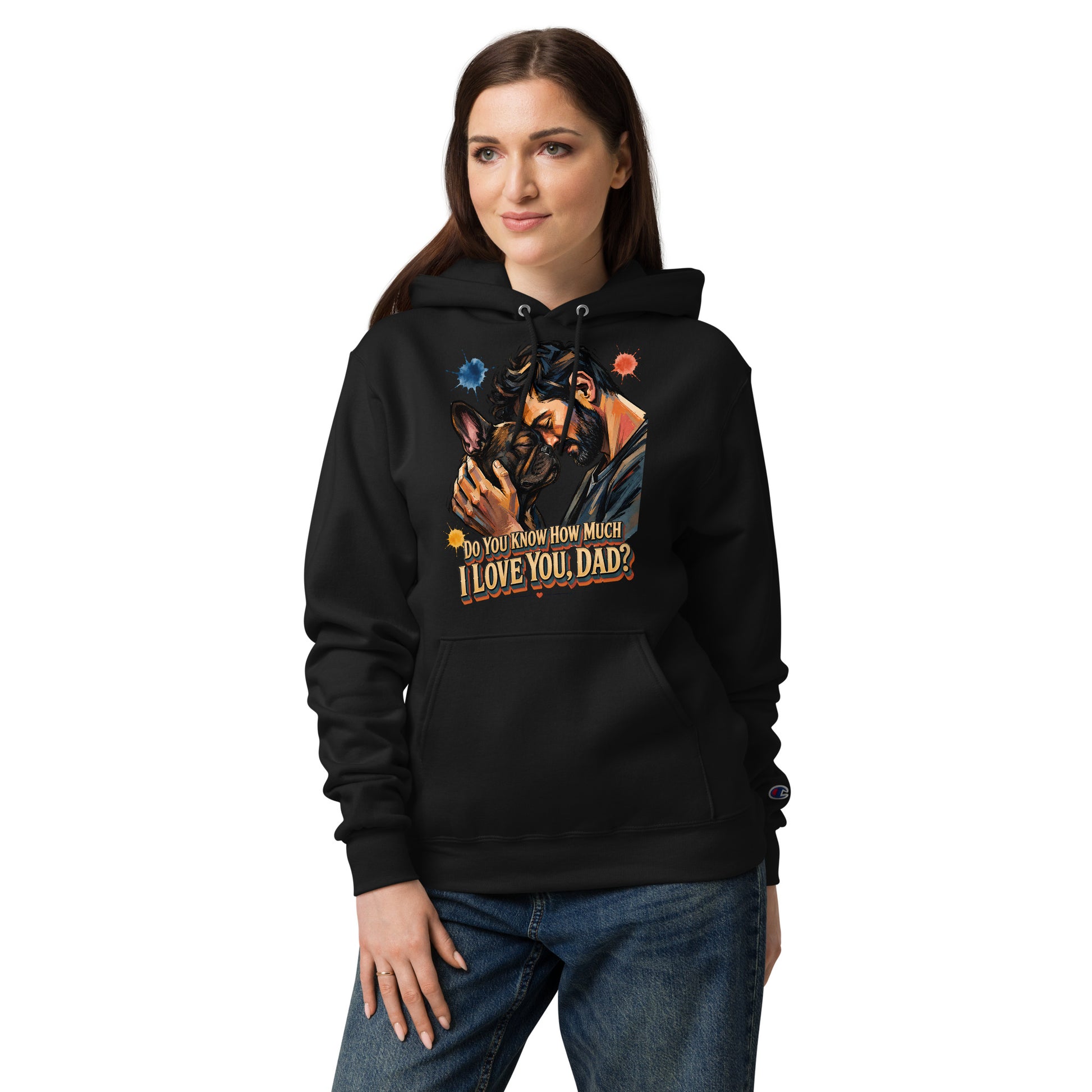 Frenchie Dad Champion Hoodie - Unisex Premium French Bulldog Lovers Pullover H-12 by printfluence.net