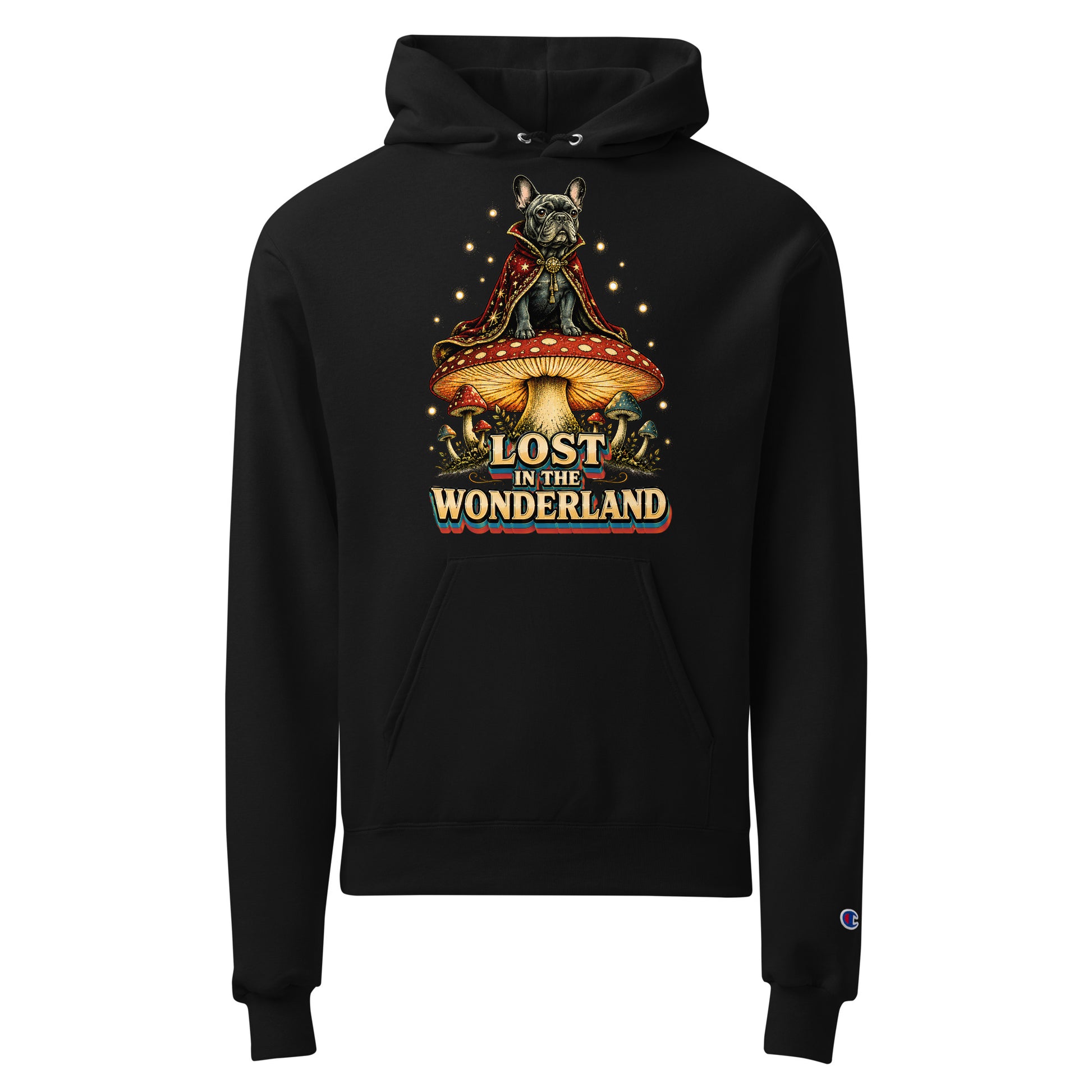 Lost in Wonderland Frenchie Mushroom Champion Hoodie - Fantasy Dog Lover Hoodie H-12 by printfluence.net