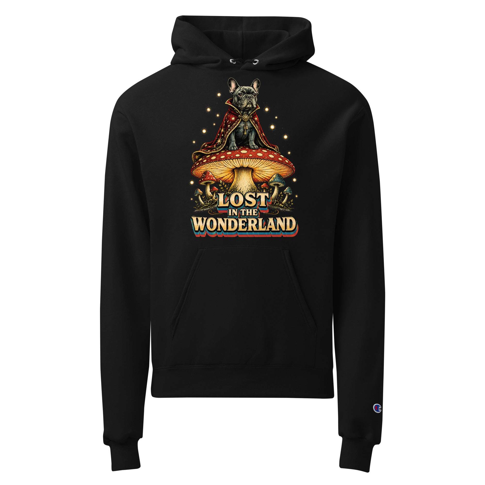 Lost in Wonderland Frenchie Mushroom Champion Hoodie - Fantasy Dog Lover Hoodie H-12 by printfluence.net
