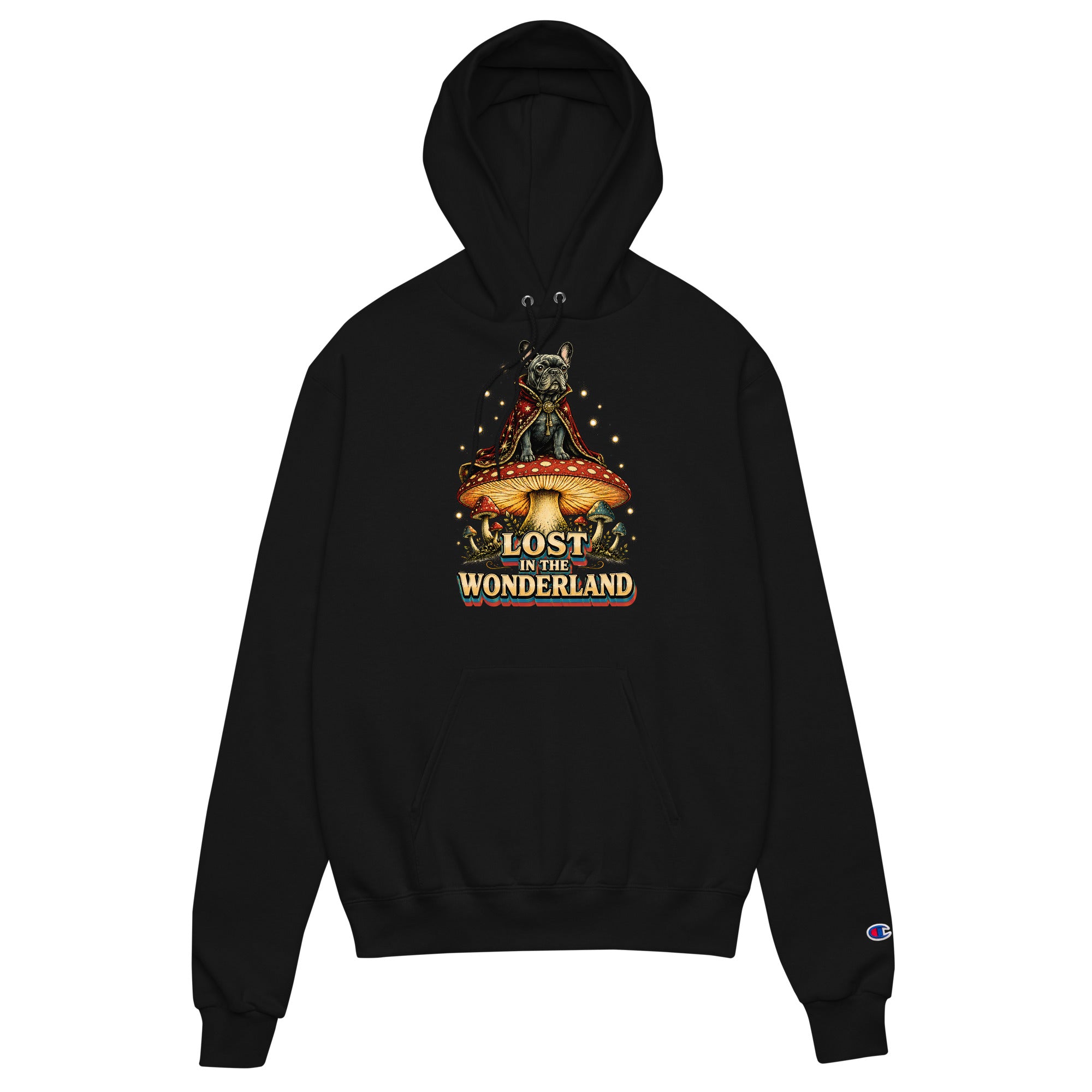 Lost in Wonderland Frenchie Mushroom Champion Hoodie - Fantasy Dog Lover Hoodie H-12 by printfluence.net