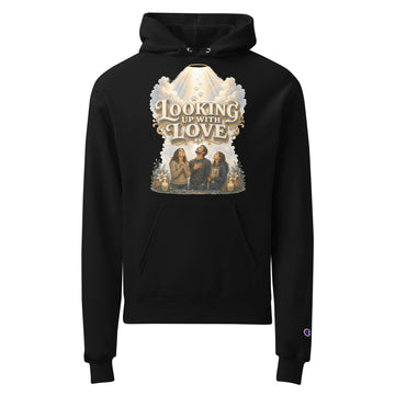 Golden Retriever Lovers Unisex Champion Hoodie — "Looking Up with Love" Pet Loss Remembrance and Heavenly Tribute Design by printfluence.net