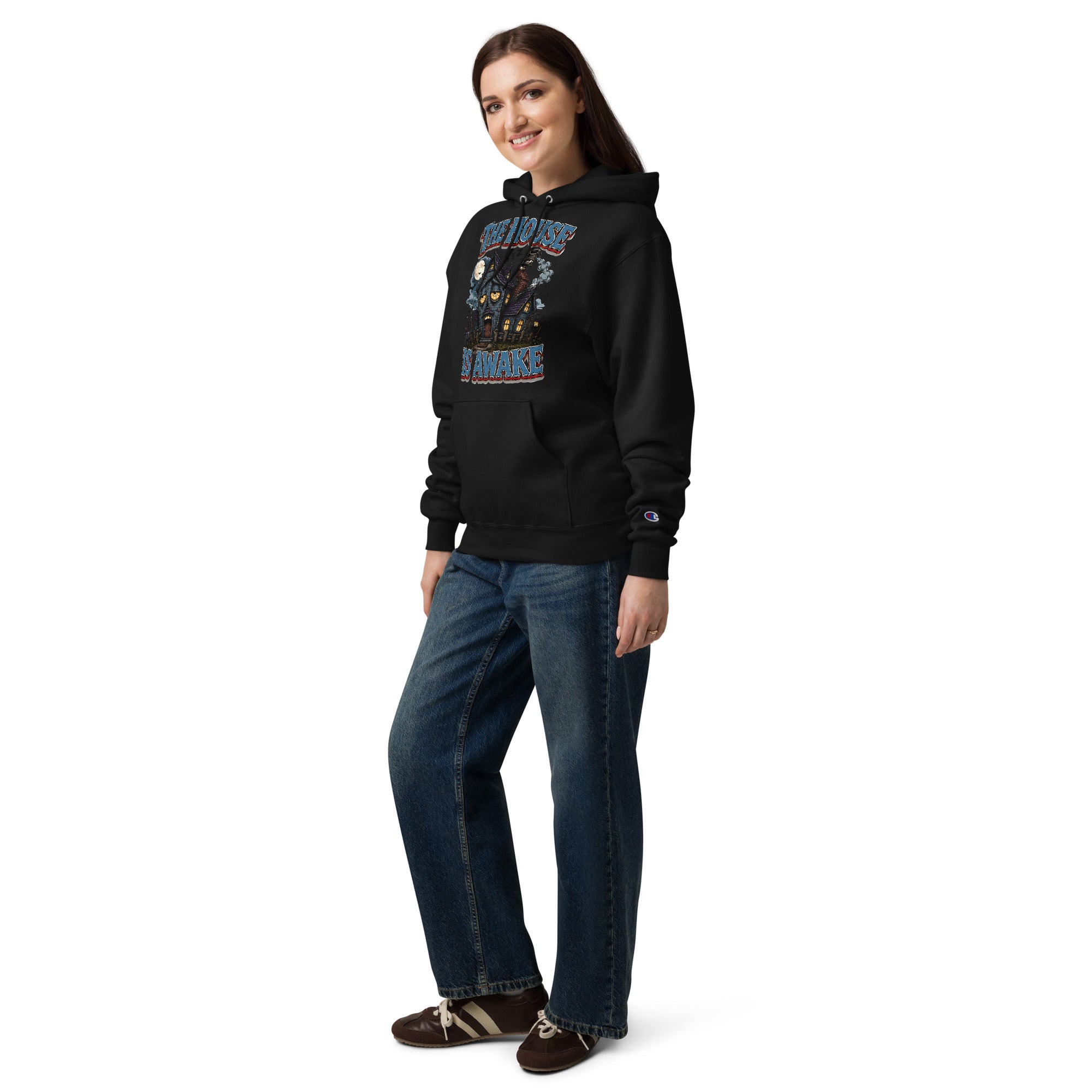 The House Is Awake Champion Hoodie - Gothic Horror & Mystery Pullover by printfluence.net