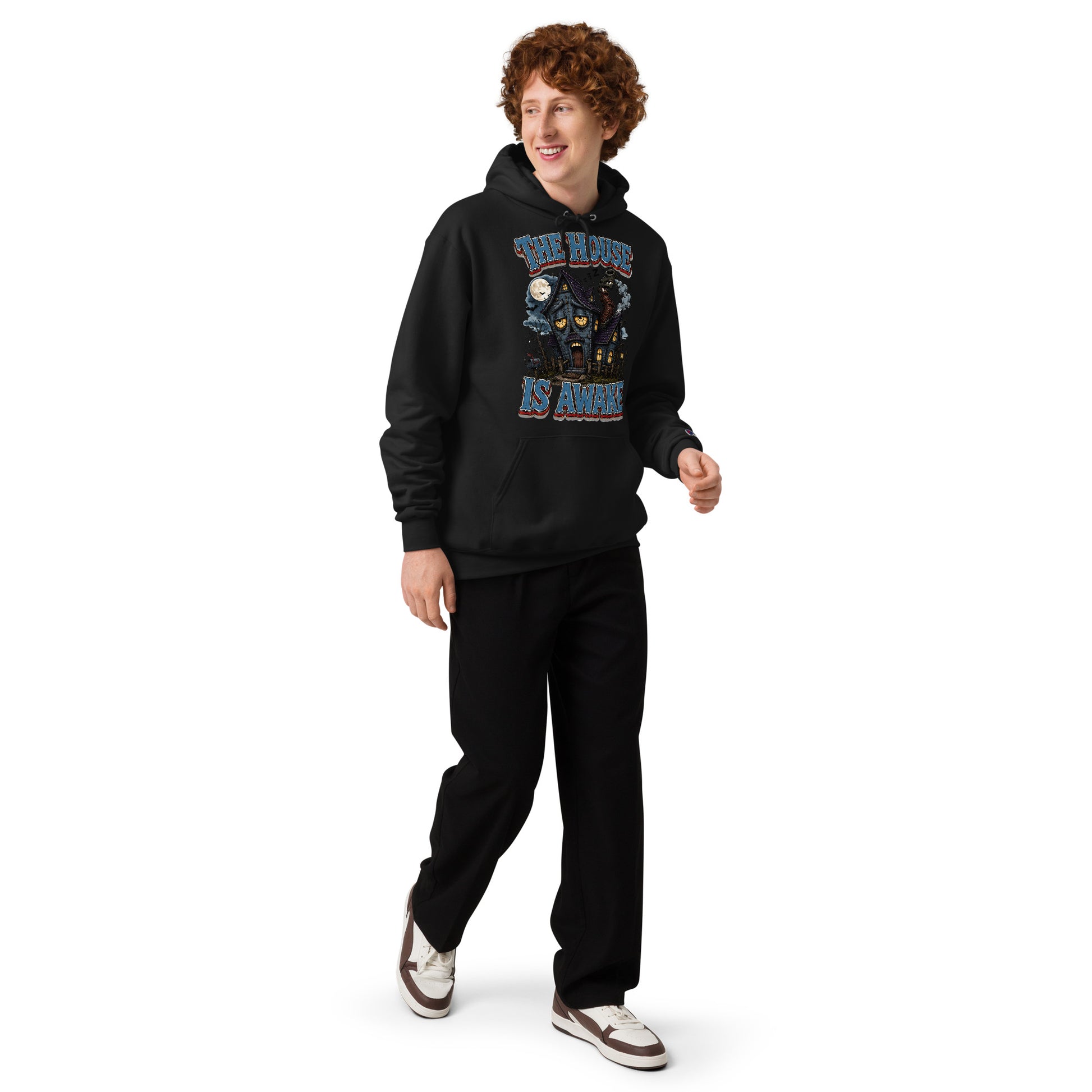 The House Is Awake Champion Hoodie - Gothic Horror & Mystery Pullover by printfluence.net