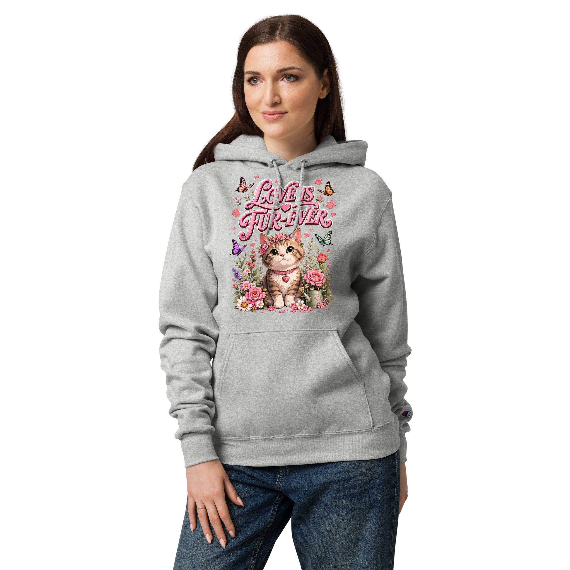 Elite Love Is Fur-Ever - Premium Luxury Champion Hoodie for Cat Lovers by printfluence.net