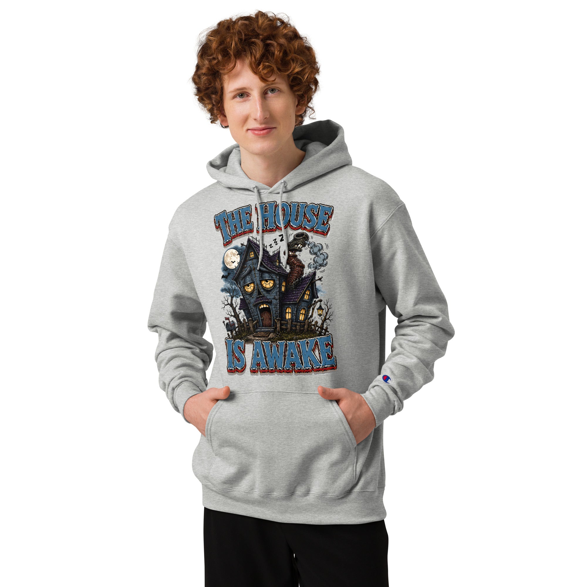 The House Is Awake Champion Hoodie - Gothic Horror & Mystery Pullover by printfluence.net