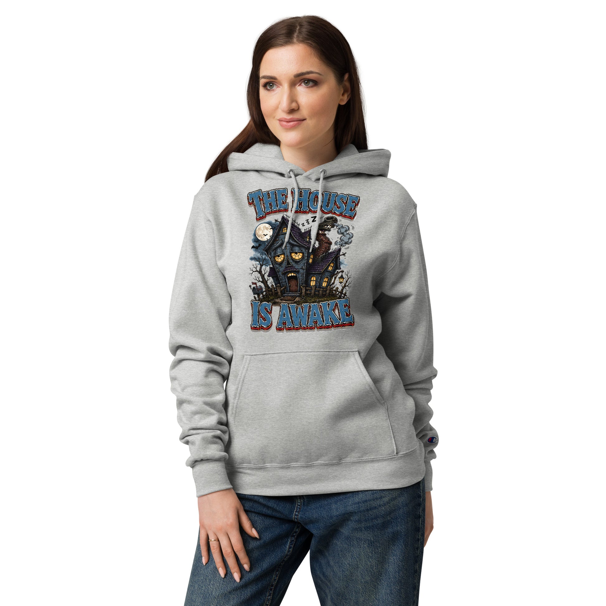 The House Is Awake Champion Hoodie - Gothic Horror & Mystery Pullover by printfluence.net