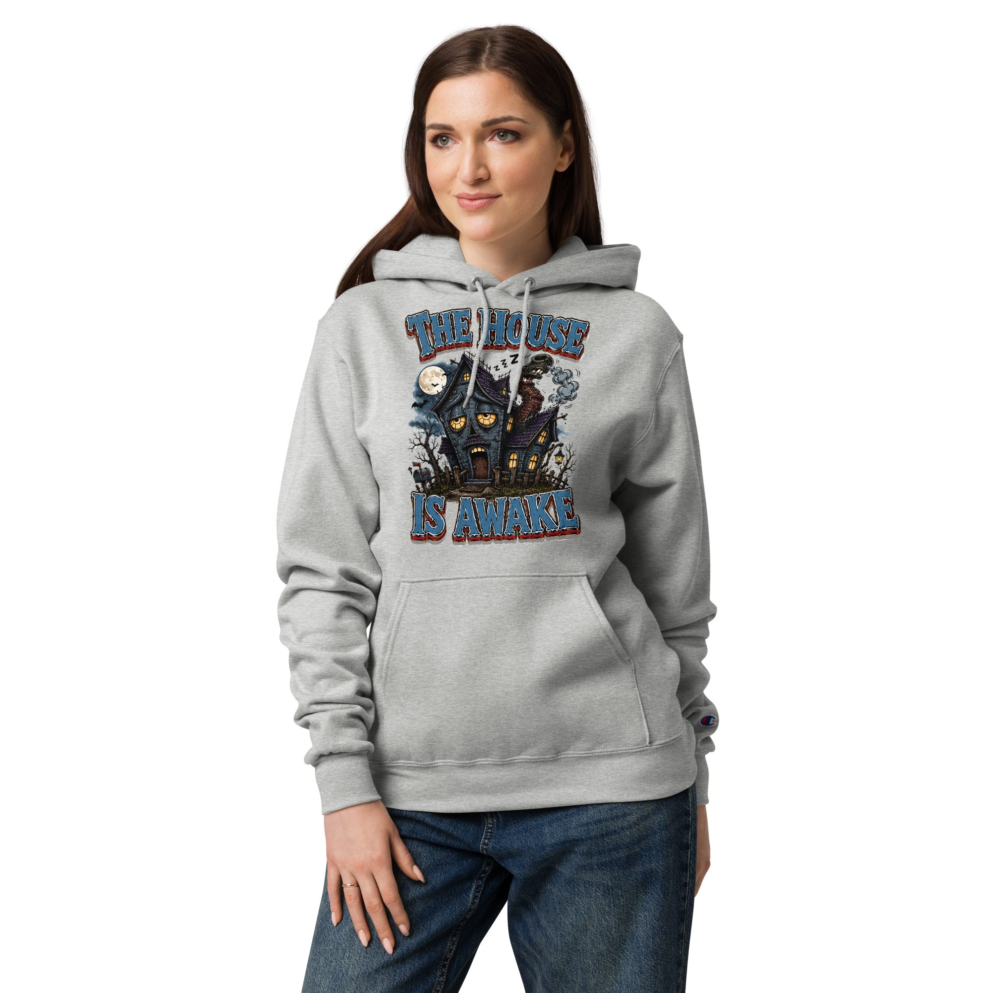 The House Is Awake Champion Hoodie - Gothic Horror & Mystery Pullover by printfluence.net