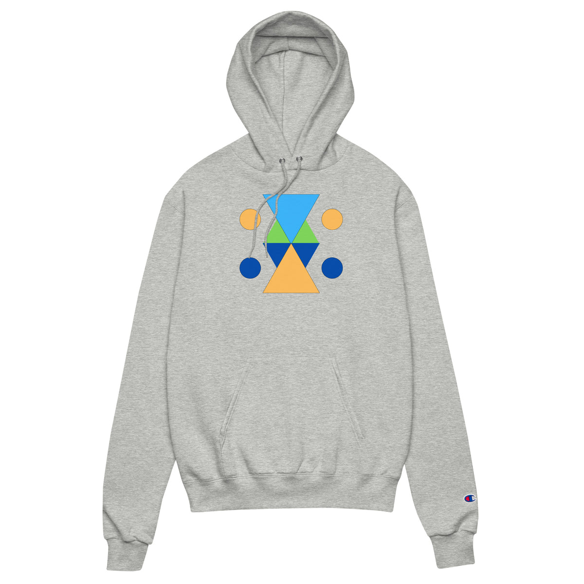 Unisex Champion hoodie - Vibrant Geometric Hourglass Abstract T-Shirt Design by printfluence.net