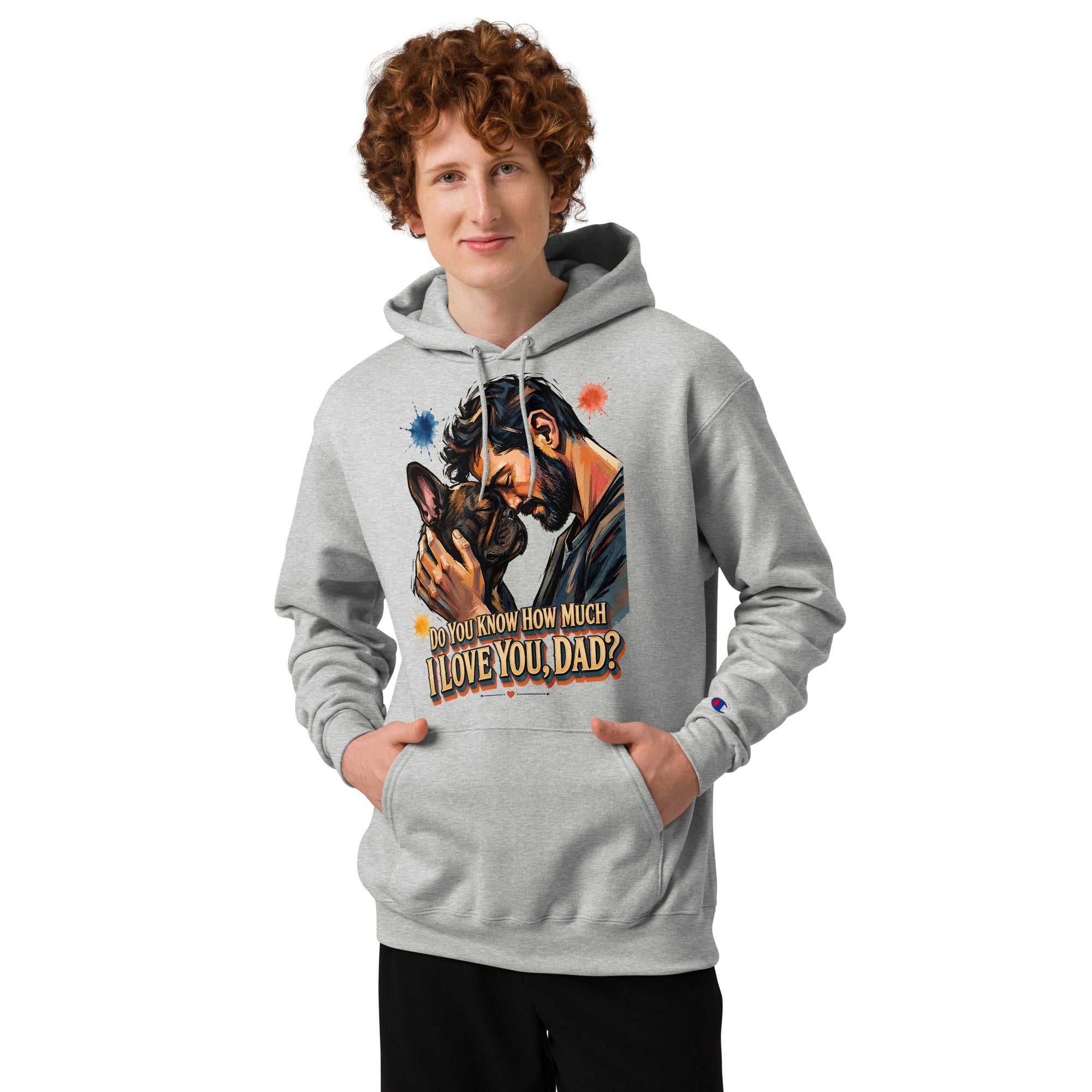 Frenchie Dad Champion Hoodie - Unisex Premium French Bulldog Lovers Pullover H-12 by printfluence.net