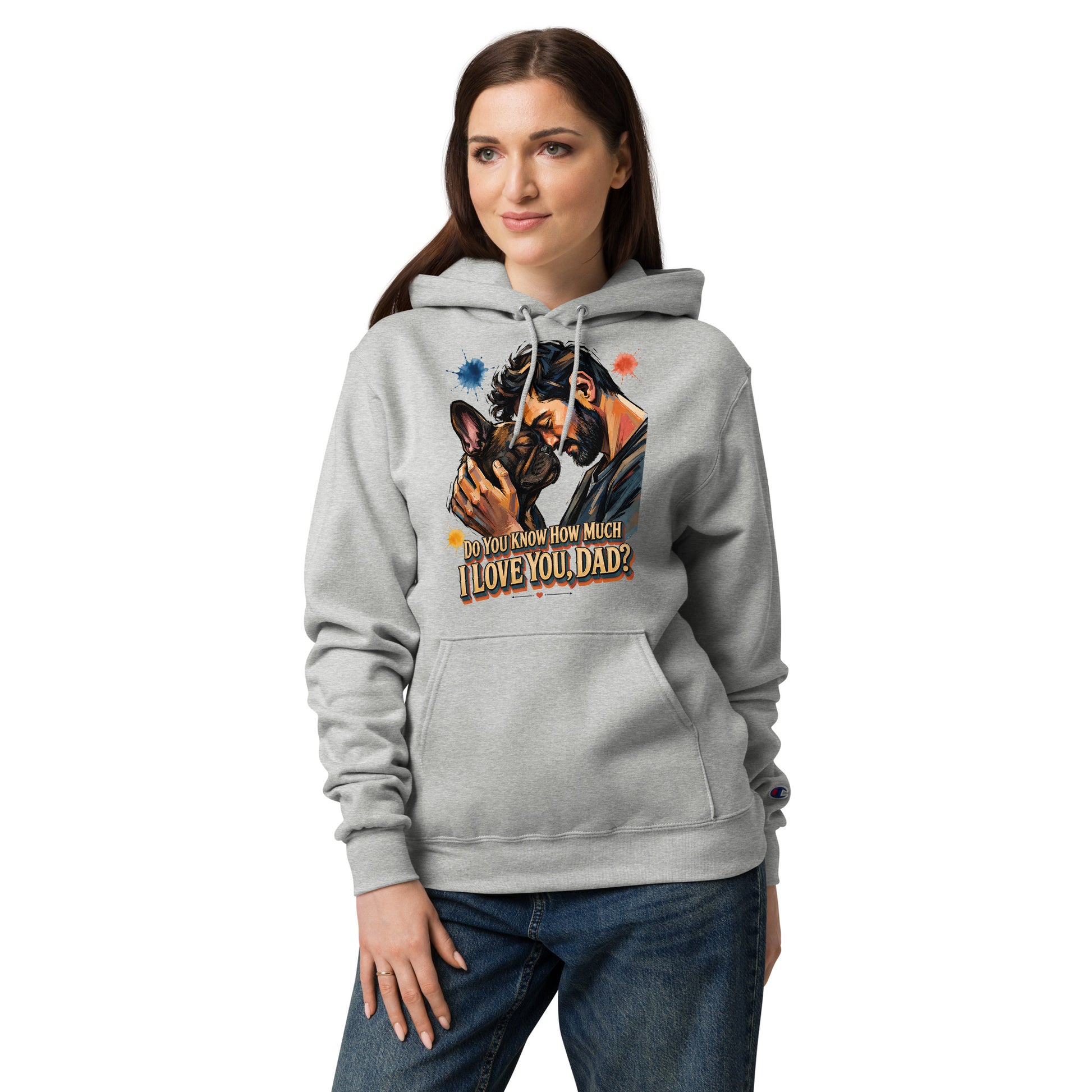 Frenchie Dad Champion Hoodie - Unisex Premium French Bulldog Lovers Pullover H-12 by printfluence.net