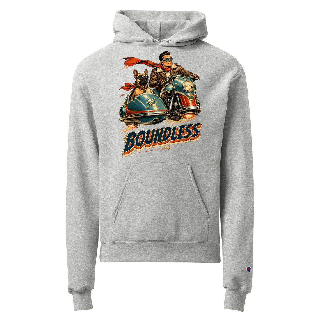 Boundless Frenchie Champion Hoodie - French Bulldog Lovers Retro Sweatshirt H-12 by printfluence.net