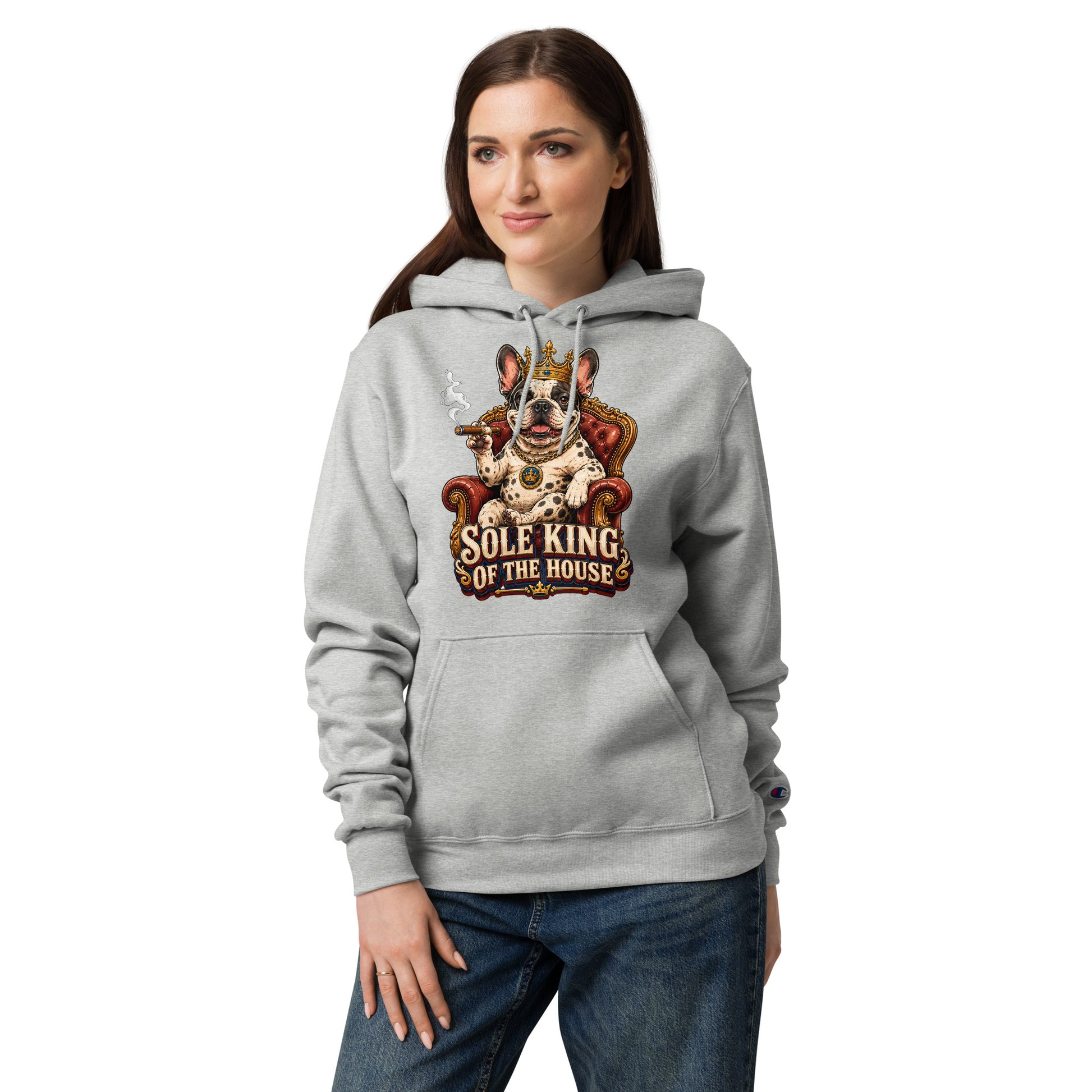 Sole King of the House Champion Hoodie - Premium Pullover for Frenchie Lovers H-12 by printfluence.net