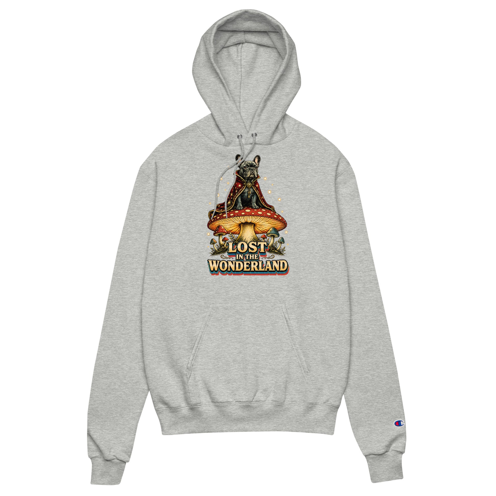 Lost in Wonderland Frenchie Mushroom Champion Hoodie - Fantasy Dog Lover Hoodie H-12 by printfluence.net