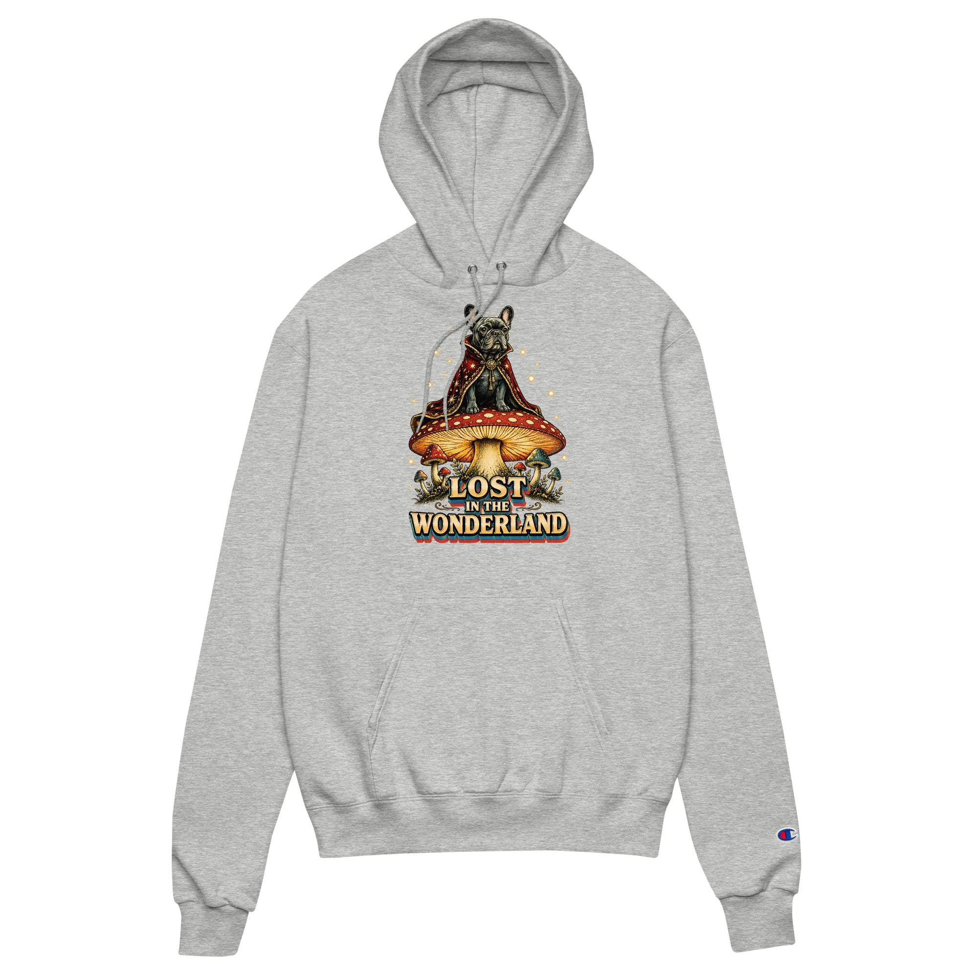 Lost in Wonderland Frenchie Mushroom Champion Hoodie - Fantasy Dog Lover Hoodie H-12 by printfluence.net