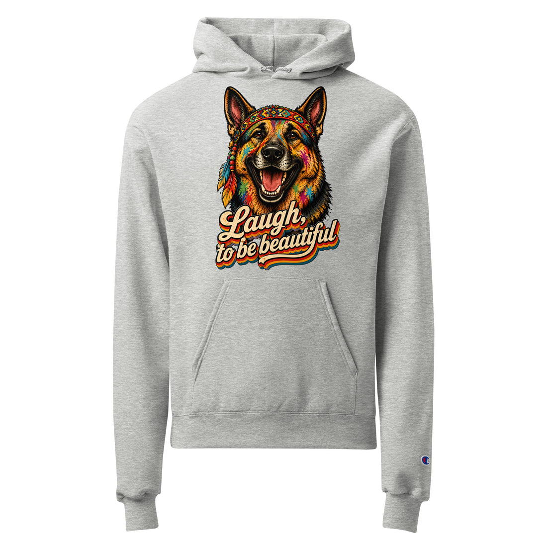 German Shepherd Lovers Unisex Champion Hoodie | Boho Artistic Graphic Sweatshirt by printfluence.net