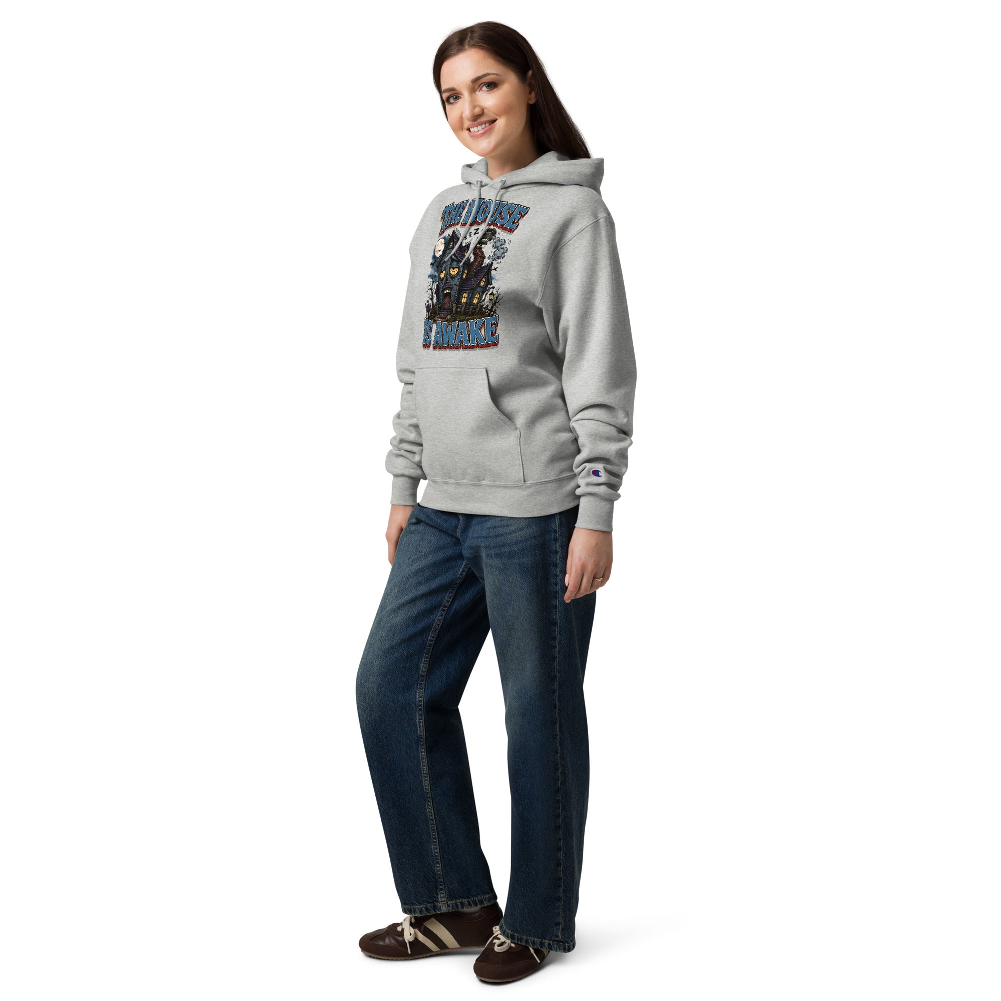 The House Is Awake Champion Hoodie - Gothic Horror & Mystery Pullover by printfluence.net