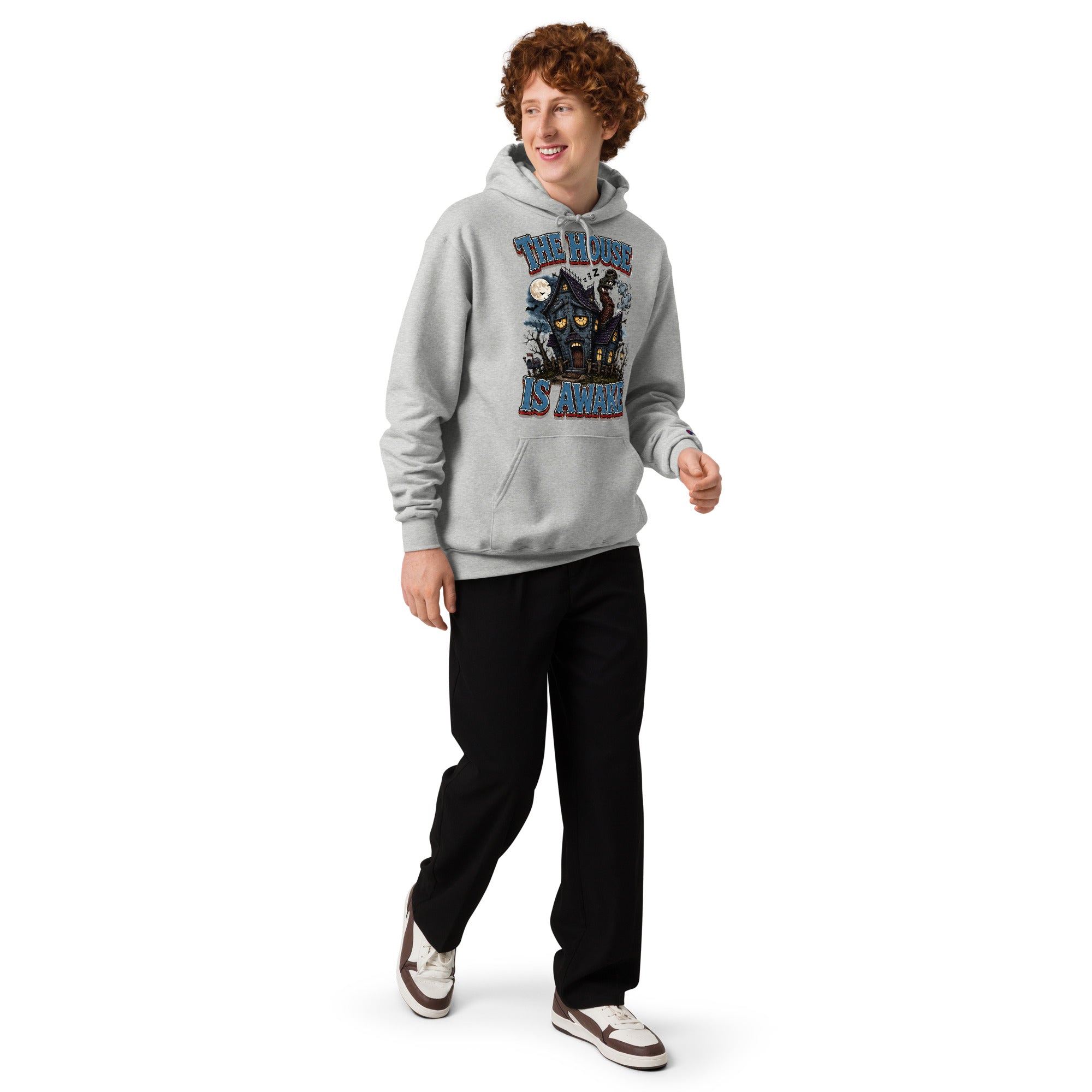 The House Is Awake Champion Hoodie - Gothic Horror & Mystery Pullover by printfluence.net